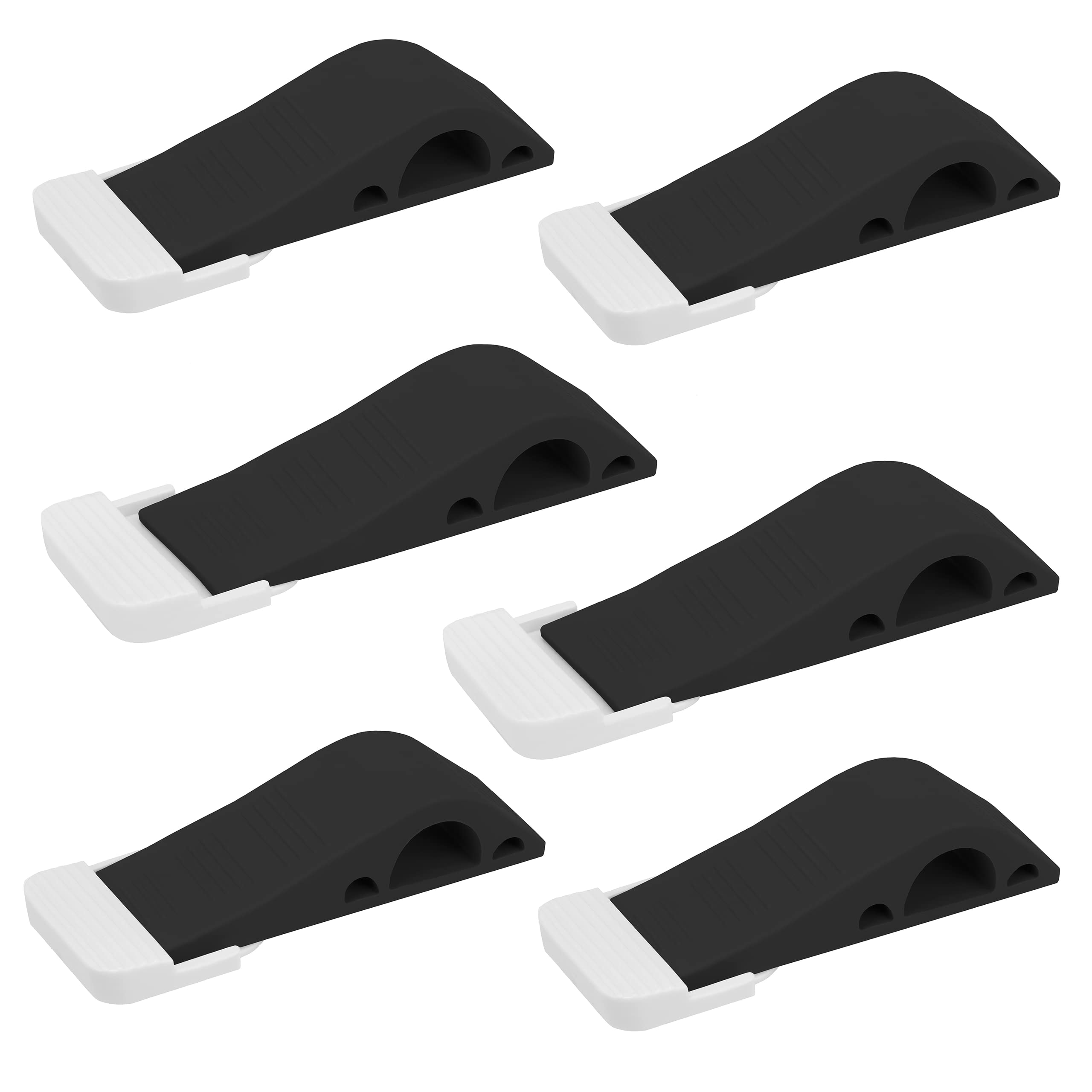 Wundermax 6-Pack Rubber Door Stoppers - Heavy Duty Wedge for Carpet, Tile & Wood - Home & Office Security
