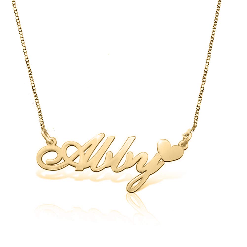 925 Sterling Silver Custom Name Necklace with Heart Charm - Personalized Jewelry Gift for Women, Mom, Girlfriend - Perfect for Birthday, Anniversary, Valentine's Day