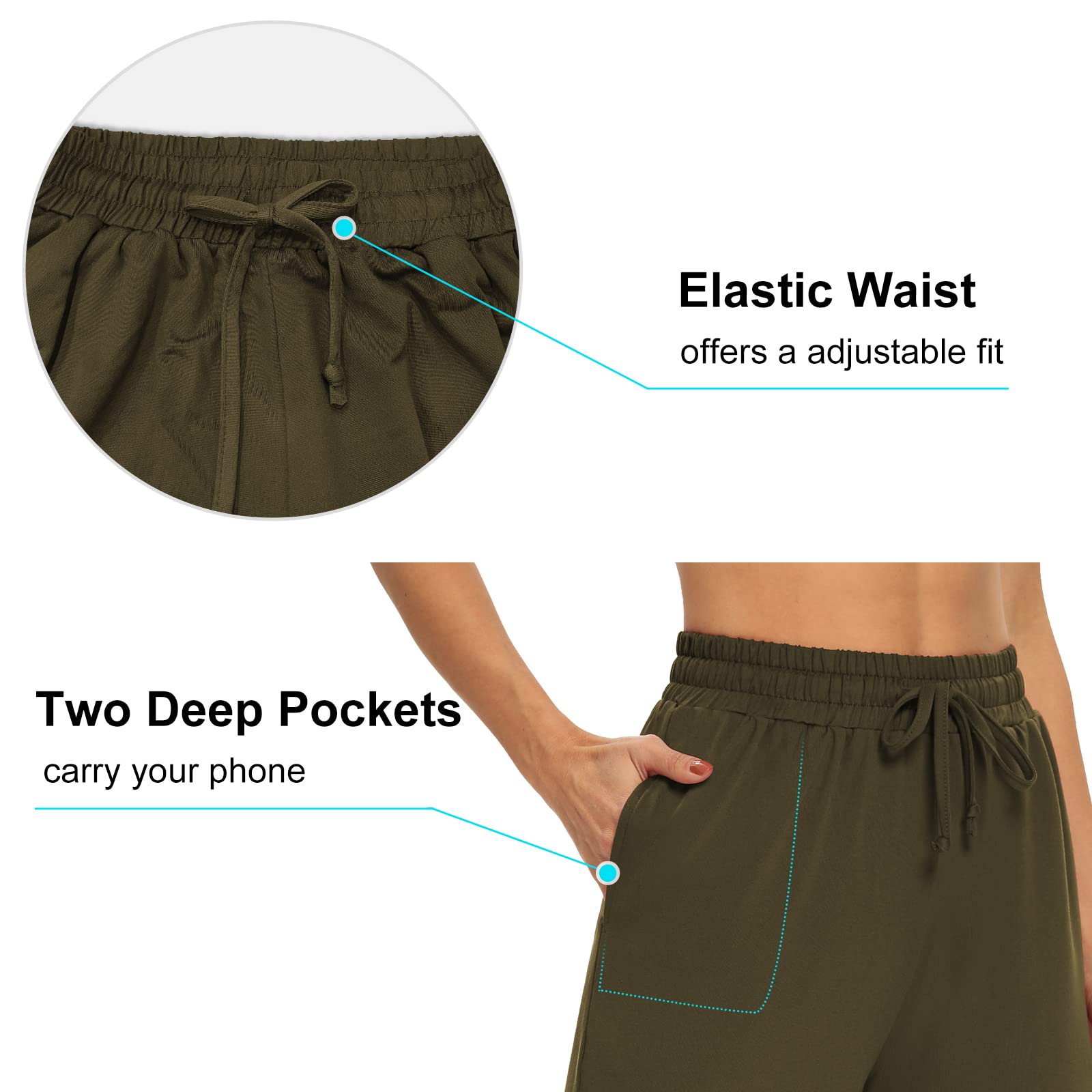DIBAOLONG Women's Capri Pants - Loose Yoga Pants with Wide Leg, Drawstring Waist & Pockets - Comfy Lounge Pajama Sweatpants for Yoga, Workout, Travel & Home Relaxation