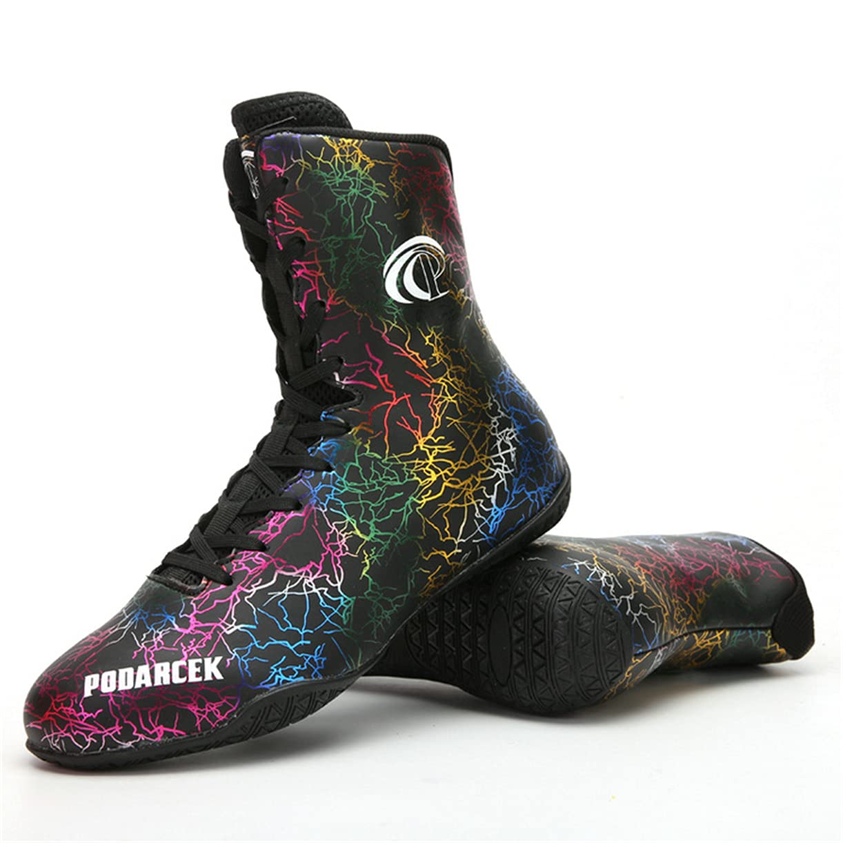 WJFGGXHK High-Top Boxing Wrestling Shoes - Breathable Taekwondo Sports Footwear with Rubber Sole & Lace-Up Design for Training, MMA, and Martial Arts Practice | Perfect for Boxing Gyms, Wrestling Matches & Combat Sports