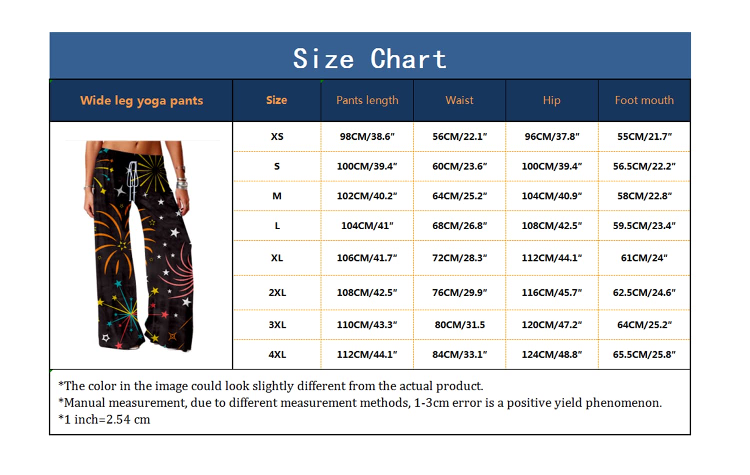 SIAOMA Women's Vintage Wide Leg Pants - Stretchy Comfy Casual Trousers with Firework Print | Perfect for Yoga, Lounge & Boho Outfits