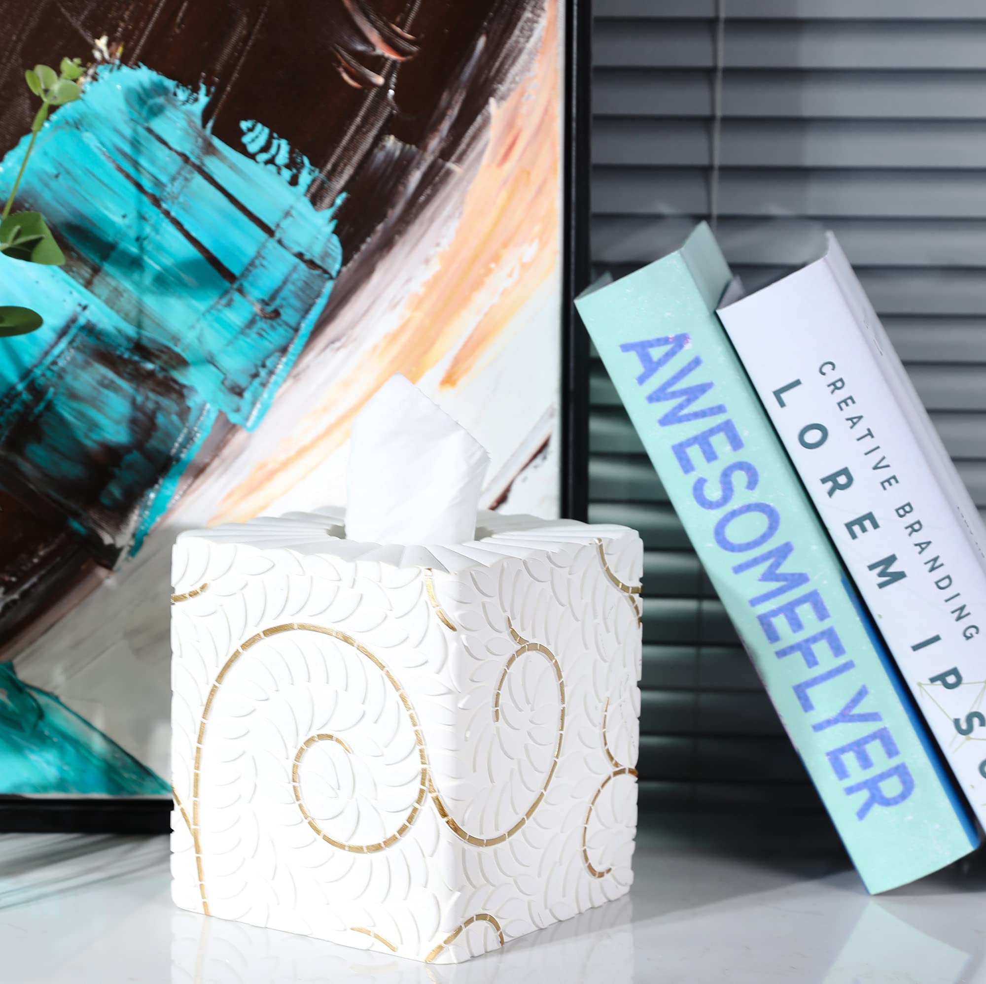Modern Square Tissue Box Cover Holder - Unique Bathroom Vanity Decor for Countertops, Bedroom & Living Room | Stylish Tissue Box Cover for Home & Office Use