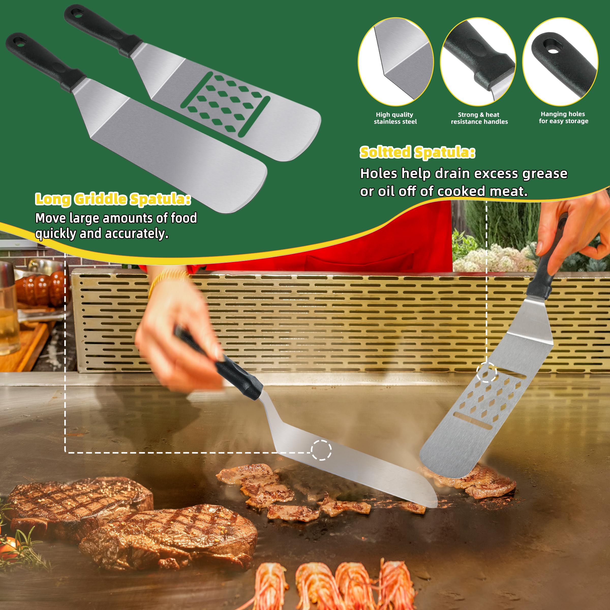 30PCS Griddle Accessories Kit for Blackstone & Camp Chef - Professional Flat Top Grill Tools Set with Spatulas, Melting Dome & Burger Press - Perfect for Outdoor Cooking, BBQ Parties & Camping - Great Gifts for Men & Stocking Stuffers