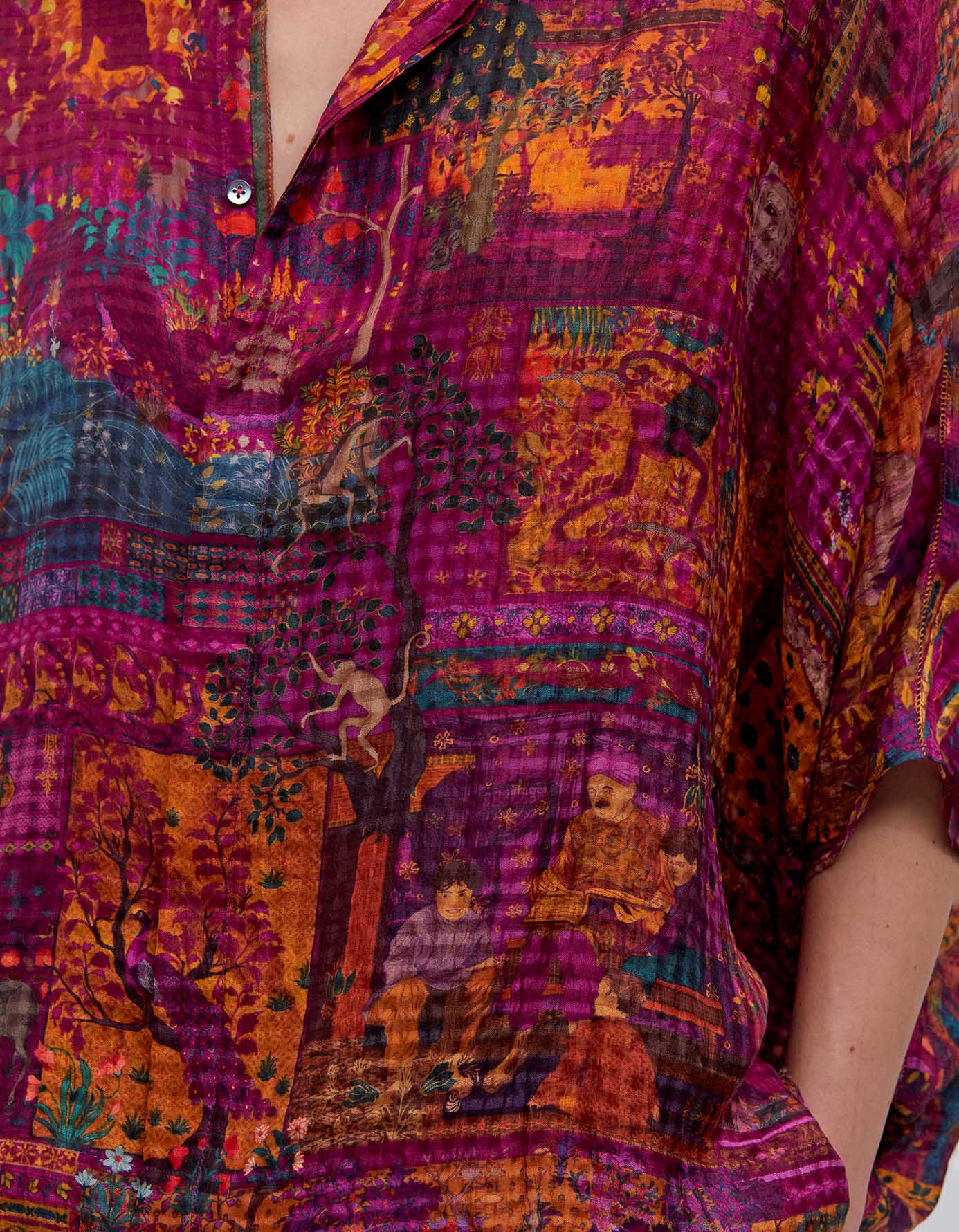Aasha Women's Silk Checkered Crimson Blouse - Elegant & Comfortable for Work, Parties & Special Occasions