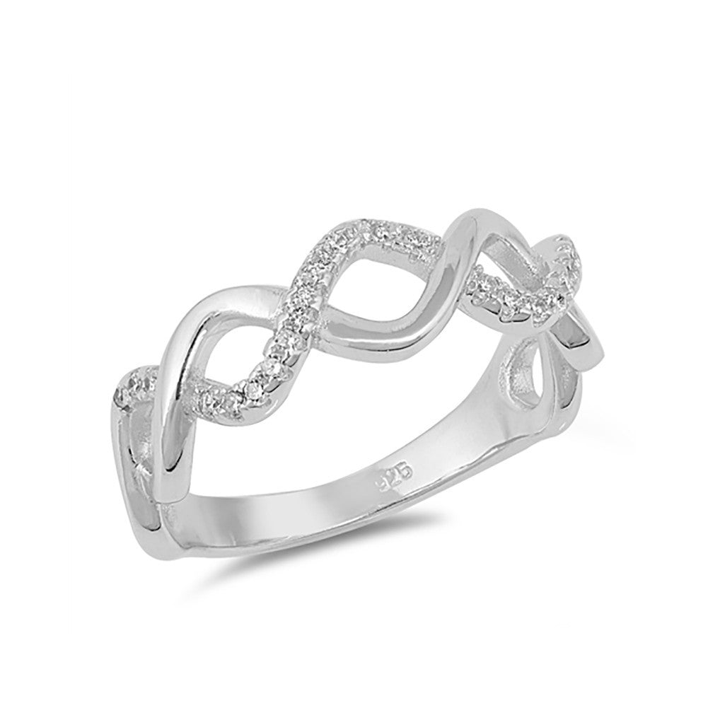 6mm Half Eternity Crisscross Infinity Band Ring - 925 Sterling Silver Wedding Ring for Women, Anniversary Gift, Promise Ring - Perfect for Engagements, Valentine's Day & Special Occasions