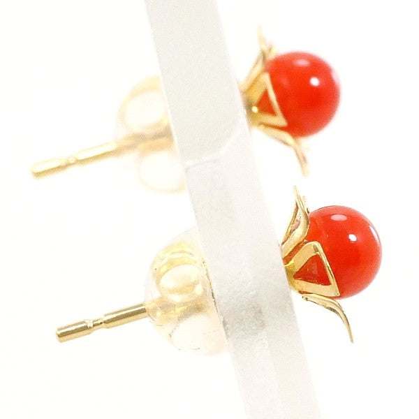 18K Yellow Gold Coral Earrings for Women - Elegant Handmade Dangle Earrings with Natural Coral Gemstones | Perfect for Weddings, Parties & Special Occasions