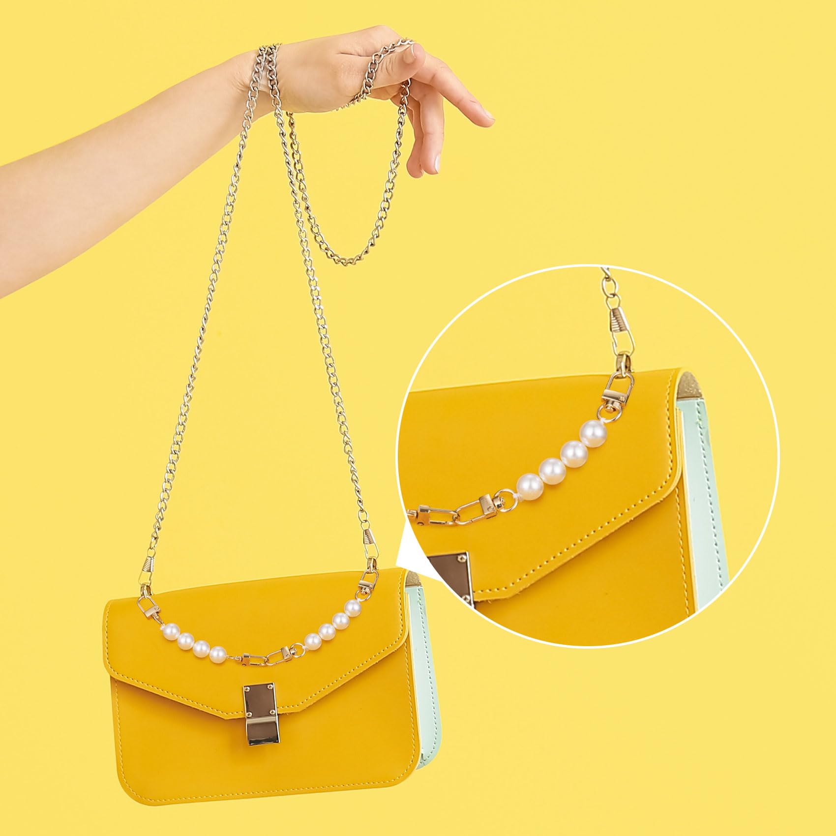 Joez Wonderful 4Pcs Pearl Purse Extender Chain Strap - Adjustable Bag Strap Extender for Women's Handbags, Luxury Pearl Chain Replacement Accessory (12 cm) - Perfect for Evening Bags, Clutches & Shoulder Bags