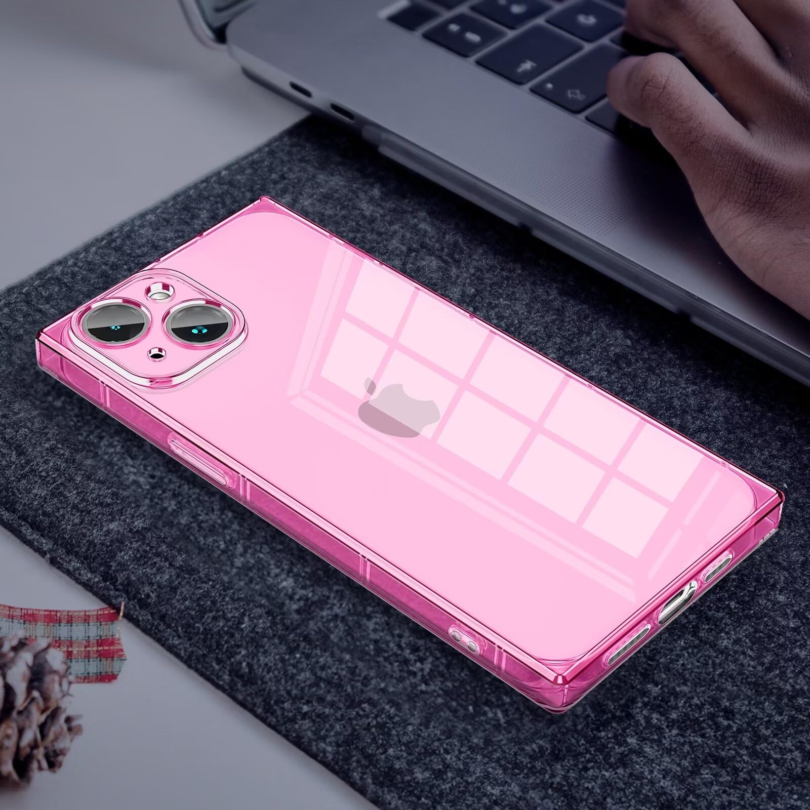Tzomsze Clear iPhone 15 Plus Case with Camera Protection | Shockproof TPU & Reinforced Corners | Slim Silicone Cover for Women & Girls (6.7 inch, Crystal Pink) - Perfect for Everyday Use, Work & Travel Protection