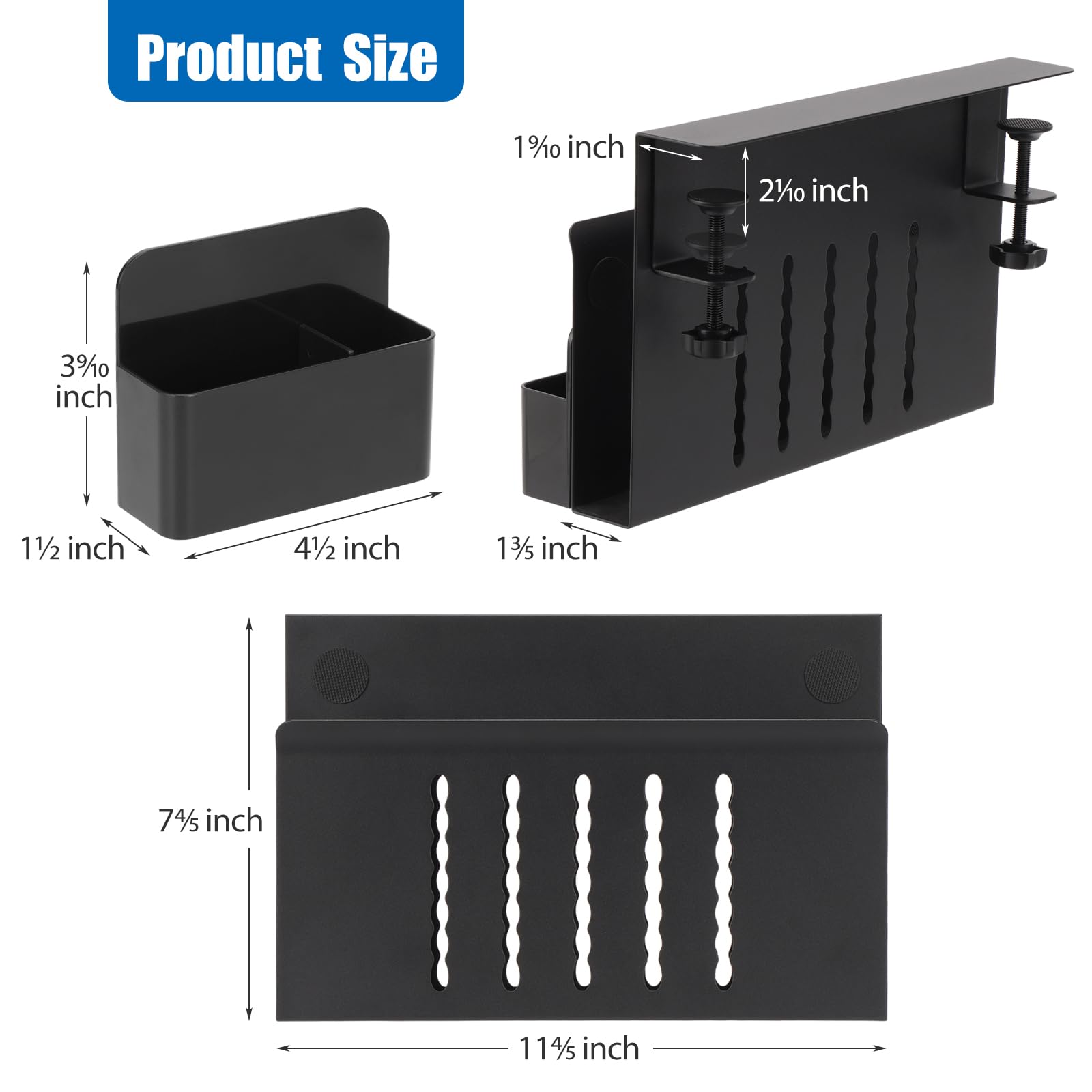 Clamp-On Desk Shelf Organizer - Laptop Side Storage Holder & Standing Desk Drawer for Office Supplies | Space-Saving Black Workspace Solution for Home Office & Studio Essentials