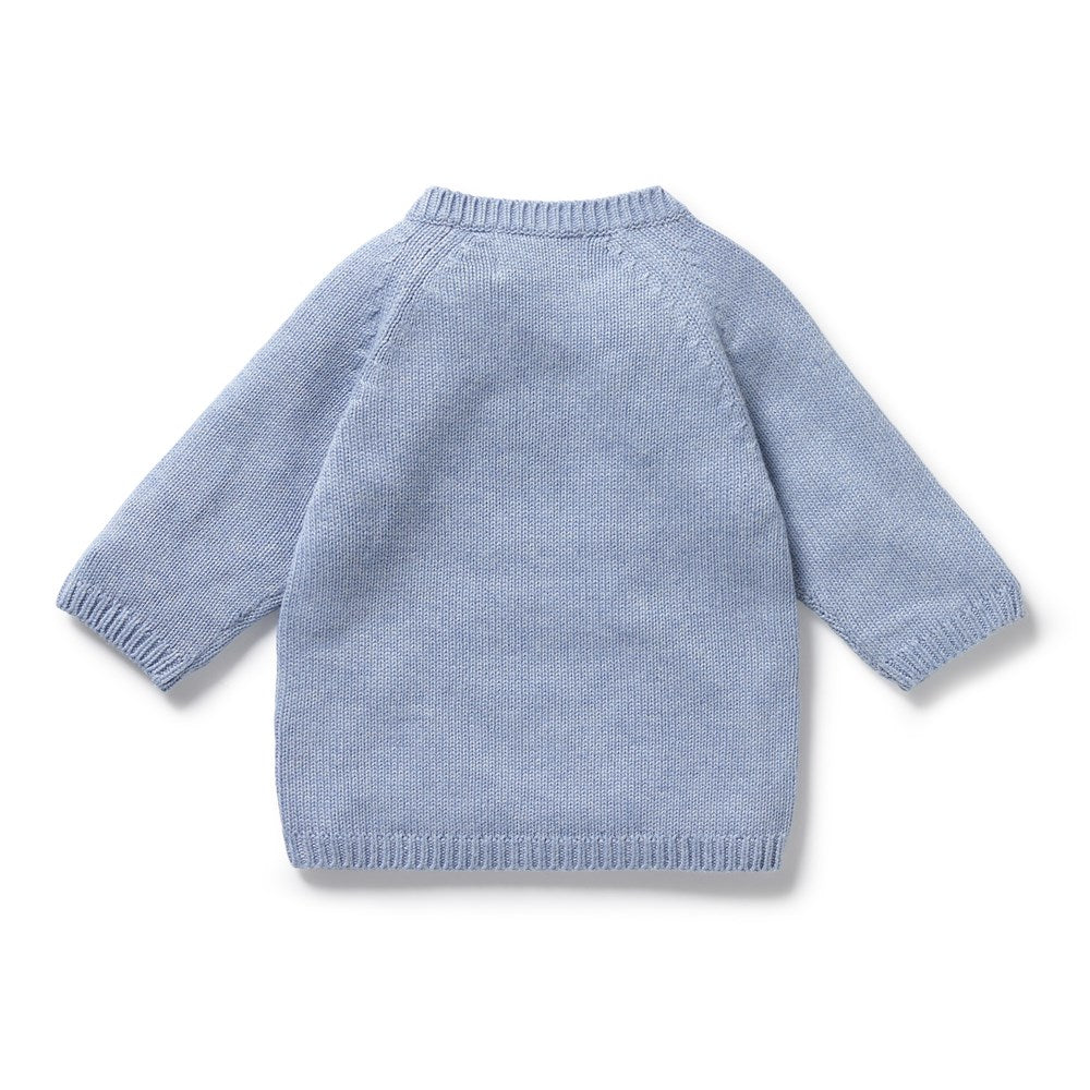 Blue Speckle Organic Cotton Knitted Kimono Cardigan - Soft Boho Wrap Sweater for Women | Perfect for Yoga, Beach Cover-Up & Loungewear