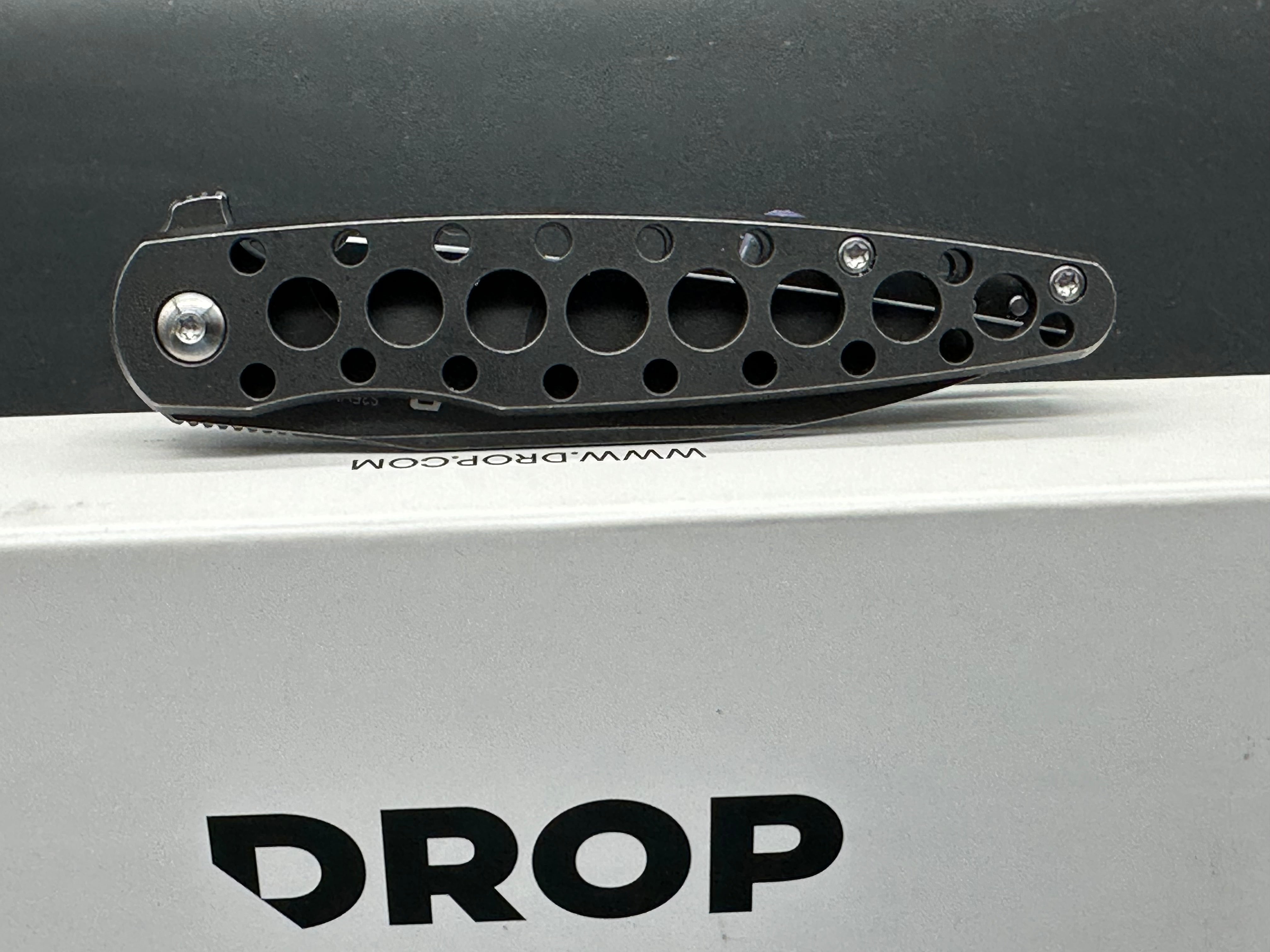 Premium Drop Zinker Dog Frame Lock Knife - Black Titanium Blade for Outdoor, Camping & EDC Use