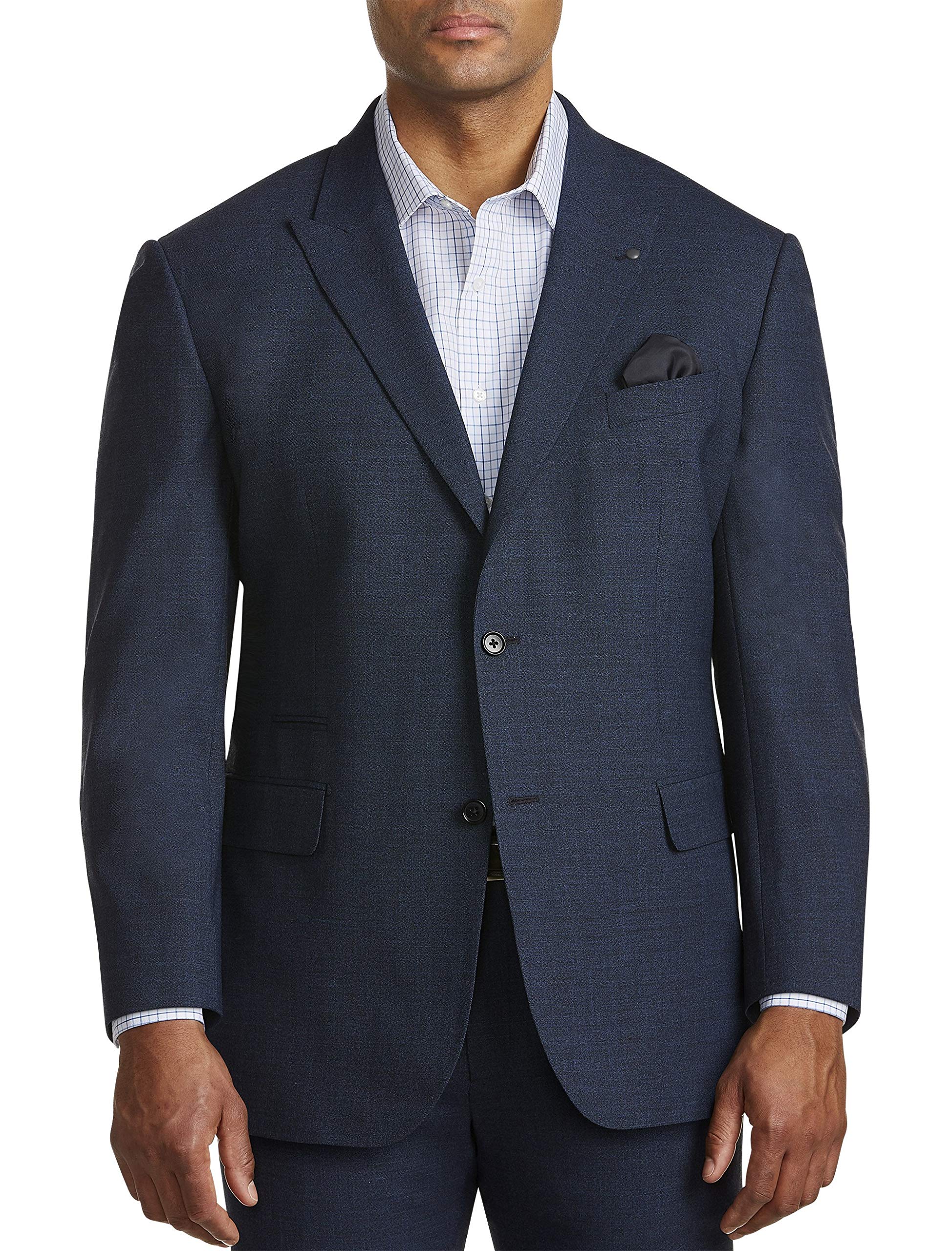Synrgy by DXL Big & Tall Relaxer Performance Melange Suit Jacket for Men - Comfortable Blue Blazer for Office, Business Meetings & Formal Occasions
