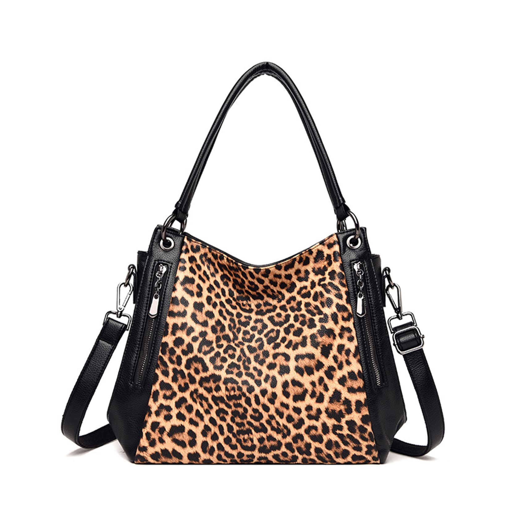 Stylish NOTAG Women's Leopard Print Tote Bag - Soft PU Leather Shoulder Purse with Multiple Pockets, Top Handle & Crossbody Strap | Perfect for Work, Travel & Everyday Use