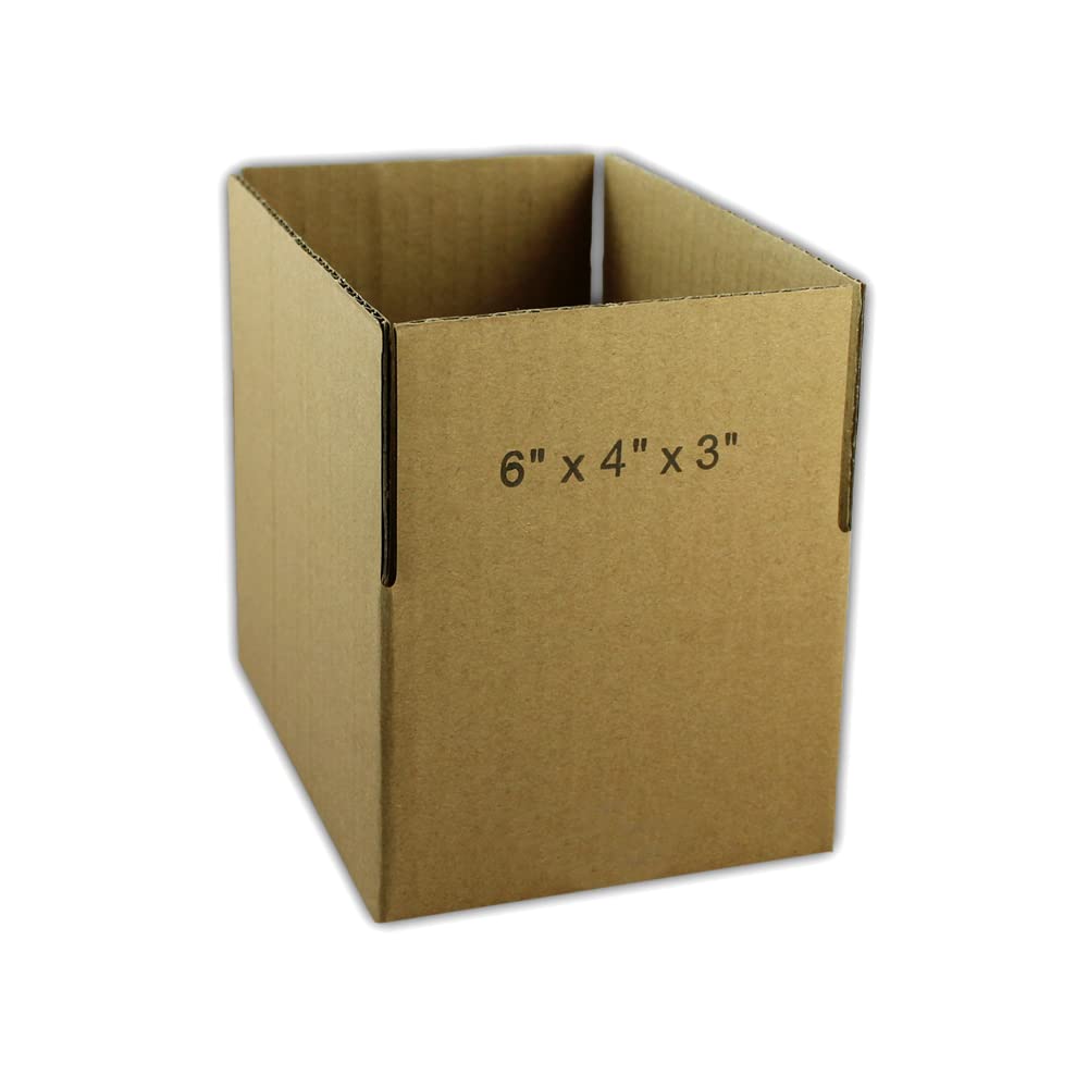 EcoSwift 6x4x3 Inches Corrugated Cardboard Shipping Boxes - Small Moving & Mailing Boxes for Packing, Storage & Ecommerce Shipping (6 Pack) - Perfect for Home, Office & Online Business Use