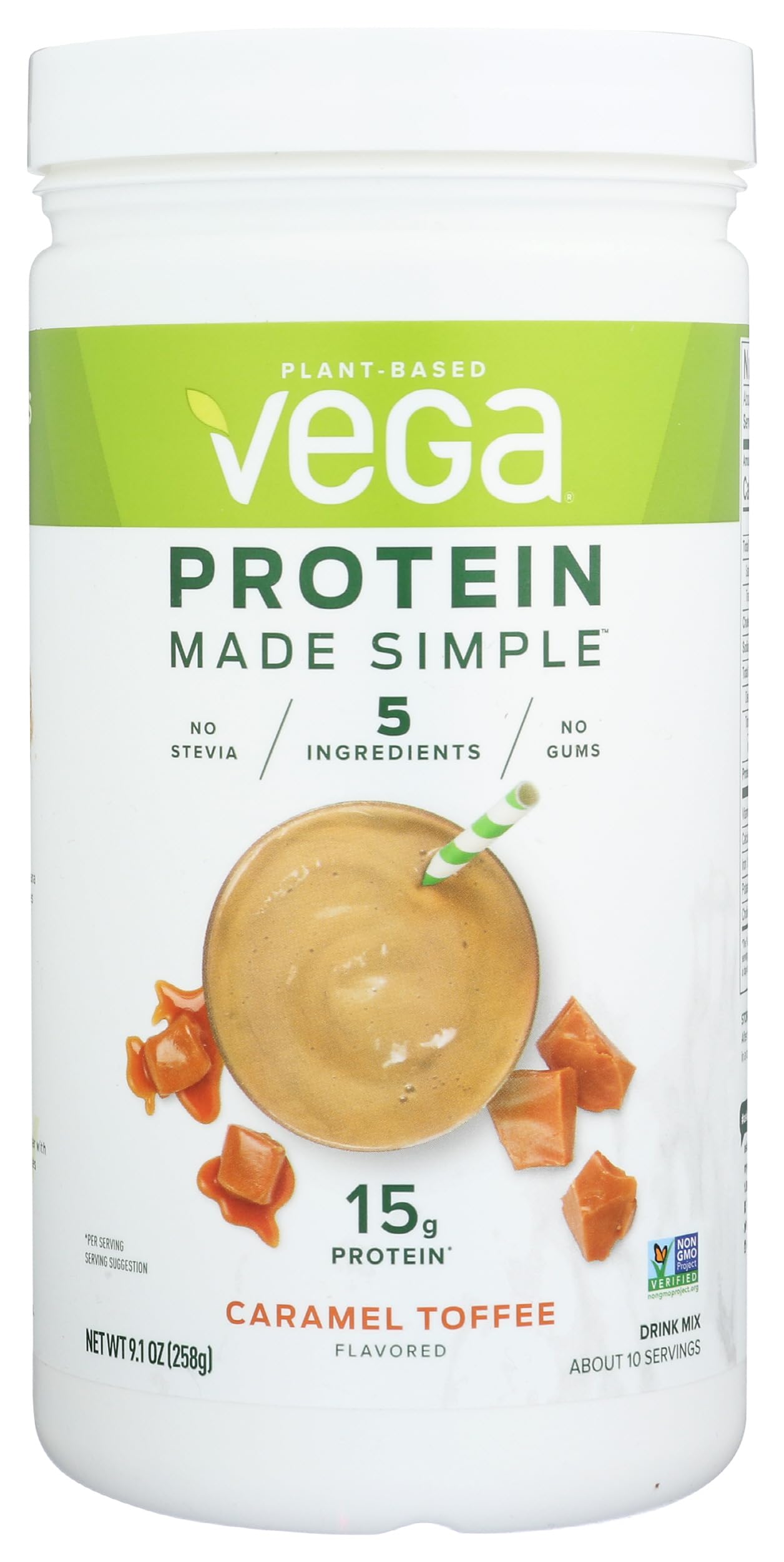 Vega Protein Powder - Caramel Toffee Flavor | Stevia-Free Vegan Protein Supplement | Plant-Based, Gluten-Free Pea Protein for Men & Women | 9.1 oz (Packaging May Vary) | Perfect for Post-Workout Recovery & Healthy Smoothies