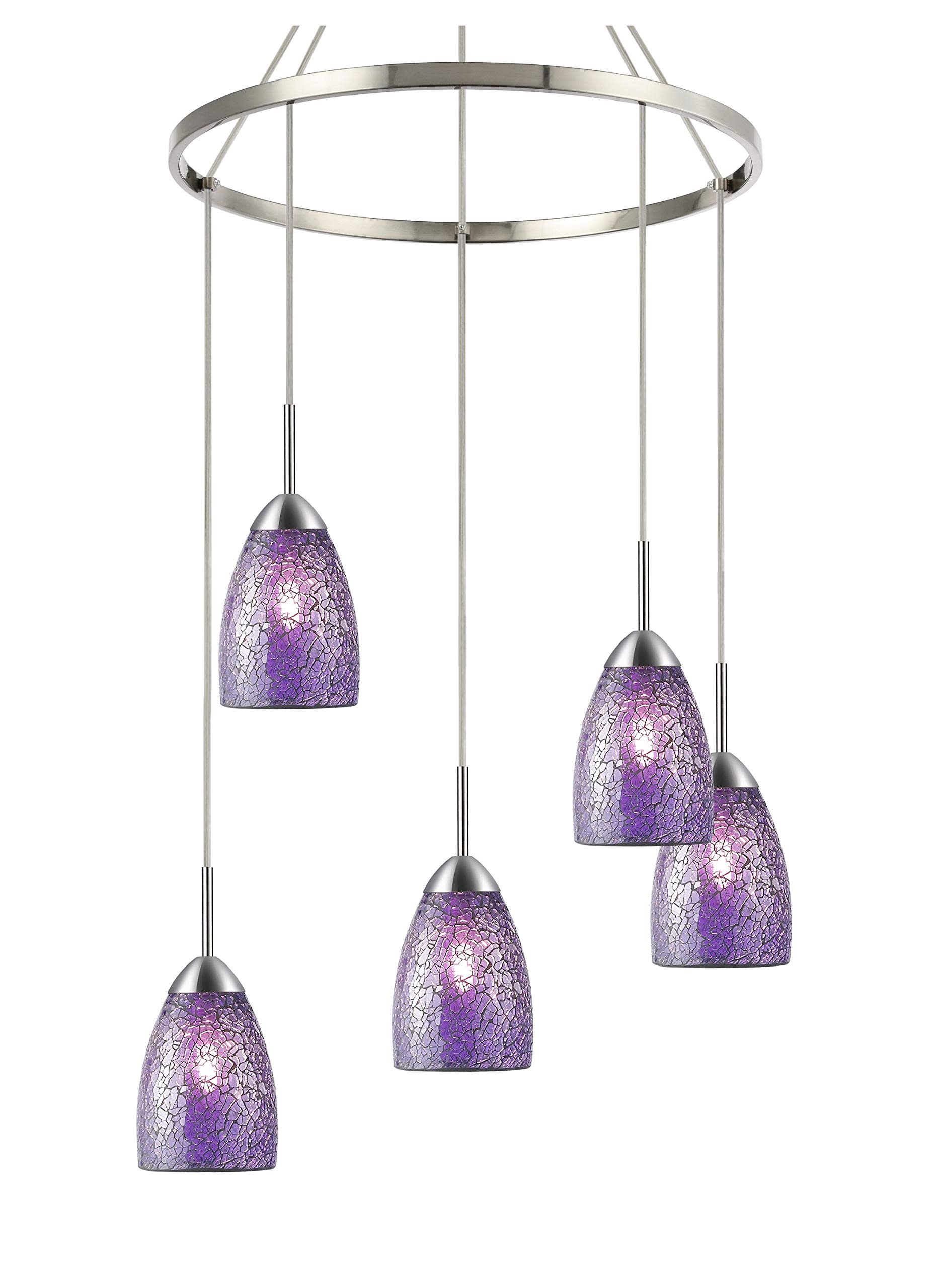 13228STN-M20PUR Modern Chandelier Light Fixture in Satin Nickel Finish - Elegant Dining Room & Living Room Ceiling Lighting Decor
