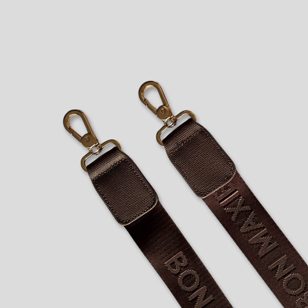 Custom Logo Nylon Bag Strap - Chocolate Brown - Perfect for Backpacks, Totes & Crossbody Bags - Durable & Adjustable Shoulder Strap for Everyday Use