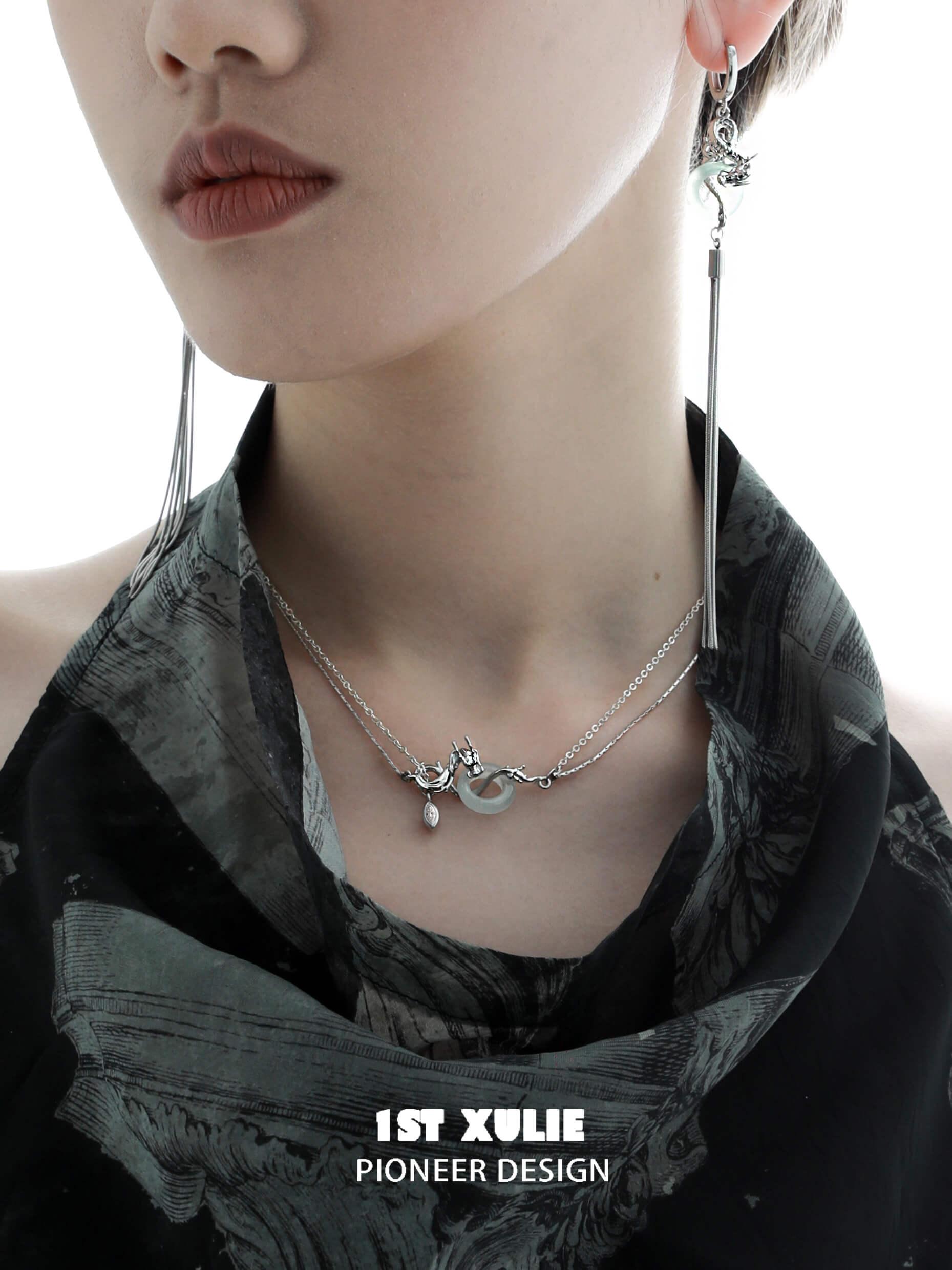 24K Gold & S925 Sterling Silver Quartz Jade Necklace for Women - Elegant Dragon Pendant Jewelry Gift for Birthday, Anniversary & Special Occasions