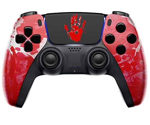 Custom Wireless Pro Controller for PS5 - Exclusive Bloody Hands Design, No Mods Needed | Perfect for Competitive Gaming & Casual Play