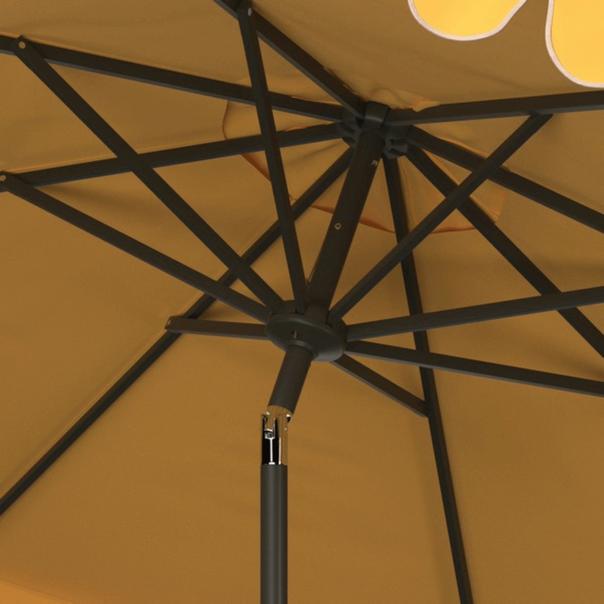 11 Foot Yellow Crank Umbrella with Scalloped Edge - Perfect for Patio, Garden, Poolside, and Outdoor Events