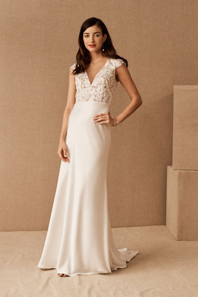 BHLDN Jenny Yoo Ambrose Wedding Gown - Elegant Lace Bridal Dress for Church Ceremonies & Beach Weddings