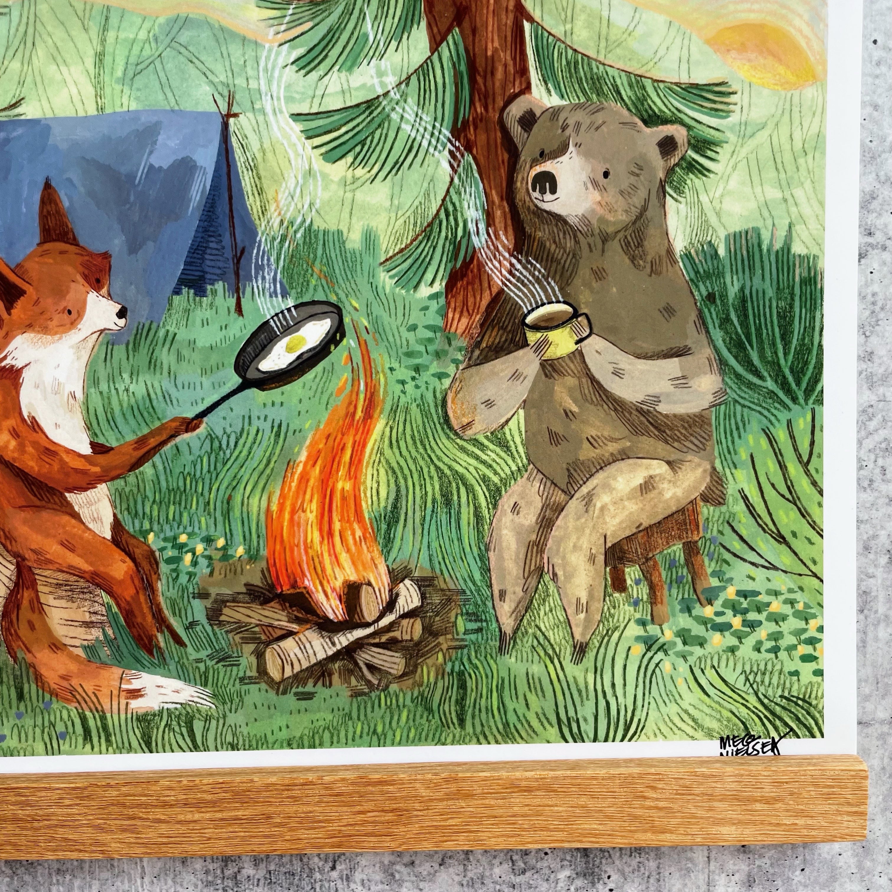 Bonfire Mornings Print - Cozy Camping Wall Art Decor for Cabin, RV & Home - Perfect for Outdoor Enthusiasts & Nature Lovers