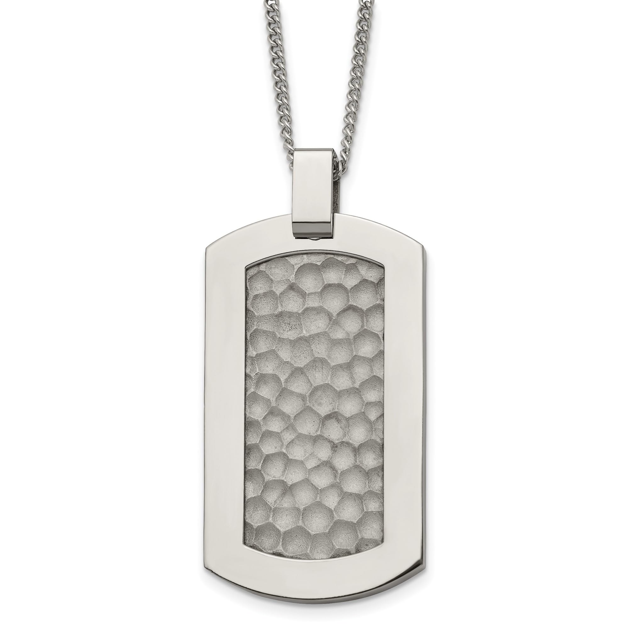 IceCarats Titanium Hammered Dog Tag Necklace for Men & Women - 22 Inch Adjustable Chain - Stylish Military Inspired Jewelry Gift for Everyday Wear & Special Occasions