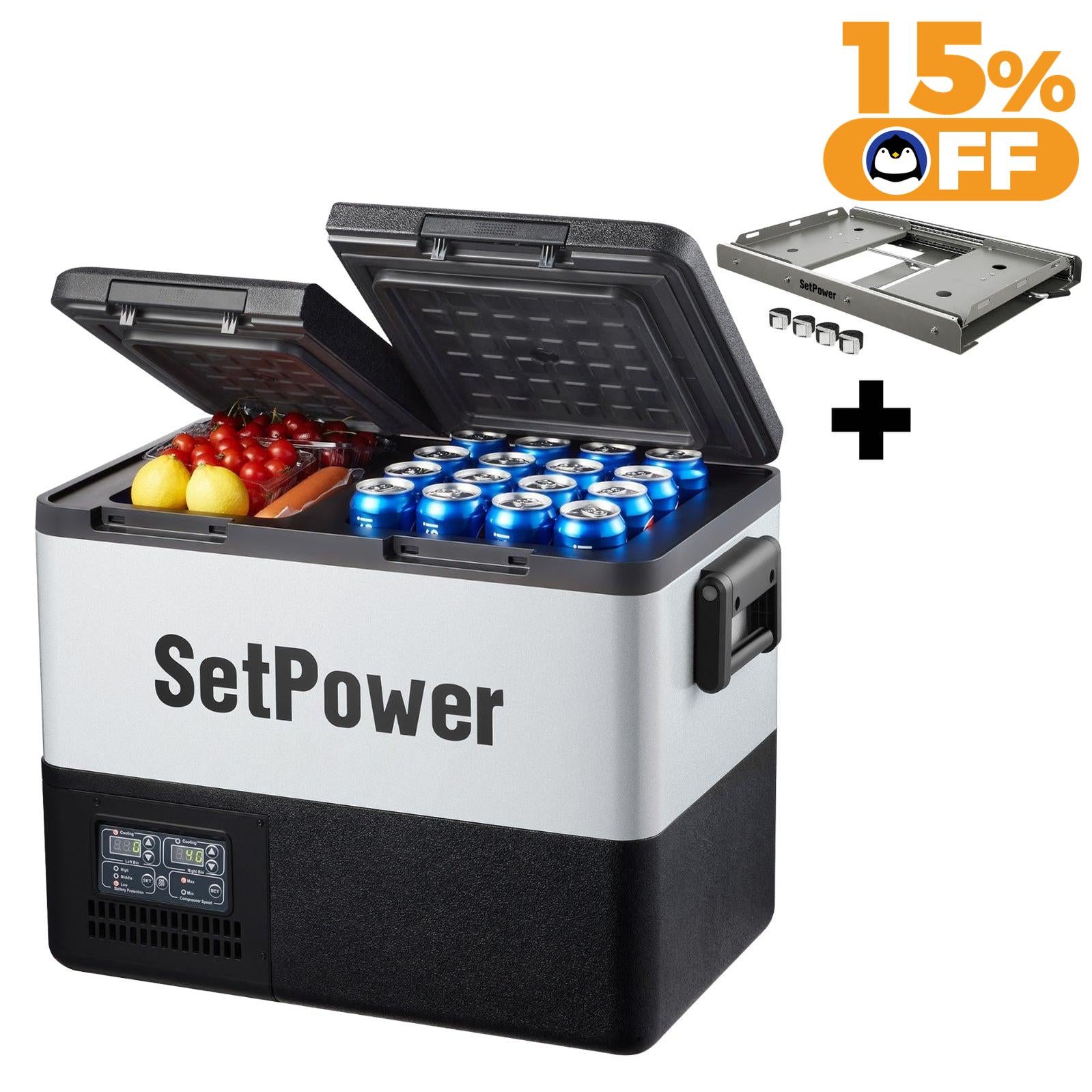 Setpower PT45 12V Dual Zone Electric Cooler for Cars, RVs & Trucks - Portable Fridge Freezer for Camping, Road Trips & Outdoor Adventures