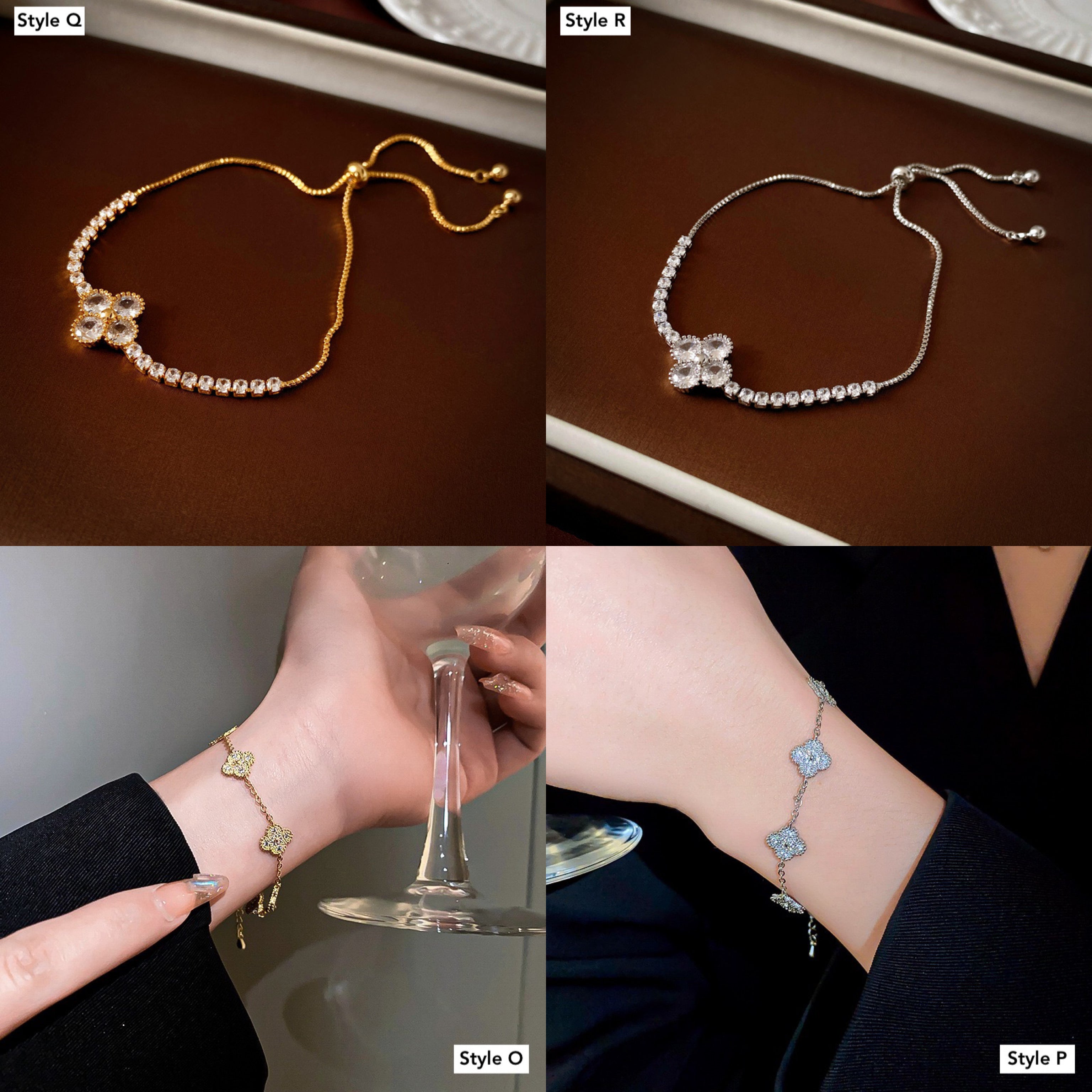 14K Gold Lucky Pink Clover Charm Bracelet for Women - Elegant Four Leaf Clover Jewelry Gift for Birthday, Anniversary & Good Luck | Perfect for St. Patrick's Day, Everyday Wear & Special Occasions
