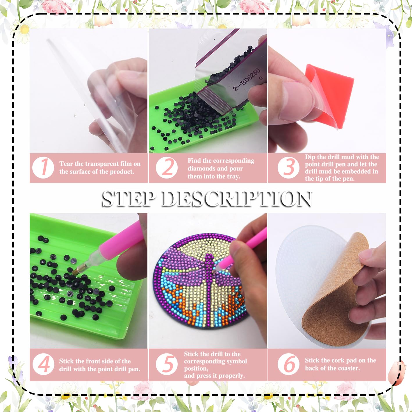 Dragonfly Diamond Painting Coasters Kit - 8PCS DIY Drink Coasters with Cork Base & Holder, Diamond Dot Art Painting Set for Adults & Beginners | Perfect for Home Decor, Gift Giving & Craft Projects