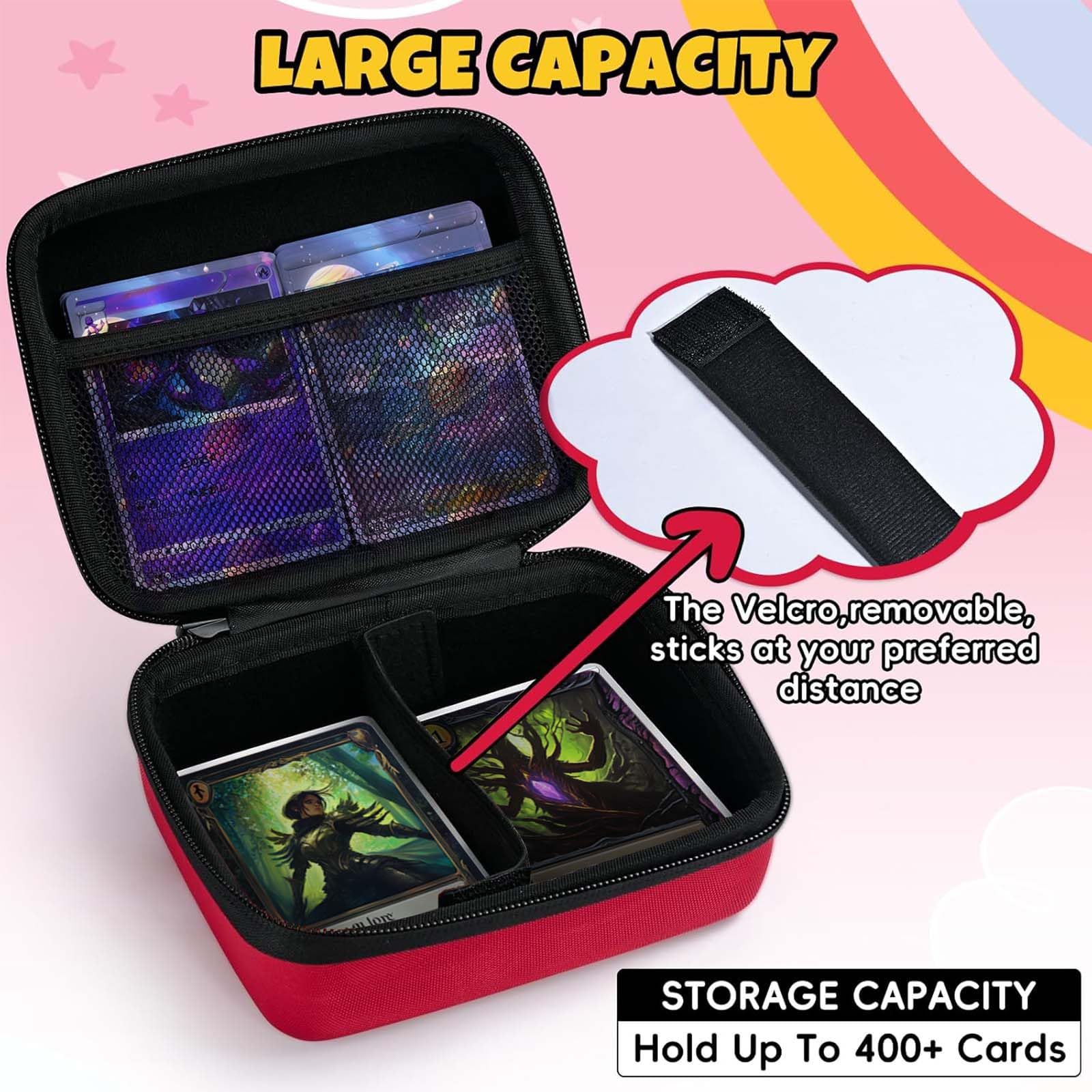 Hard-Shell Trading Card Storage Case - Holds 400+ MTG, PTCG & TCG Cards | Durable Card Holder Box for Magic The Gathering & Pokémon | Perfect for Collectors, Tournaments & Gift for Boys & Girls (PKMC007)