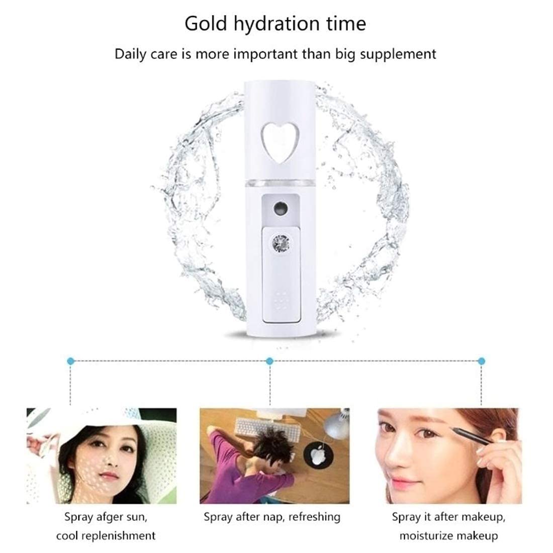 TheUrbanShop Nano Mist Facial Steamer - Portable Handheld Face Mister Sprayer for Moisturizing, Pore Care & Makeup Removal - White Plastic Skin Rejuvenation Device - Perfect for Home Spa, Travel & On-the-Go Skincare