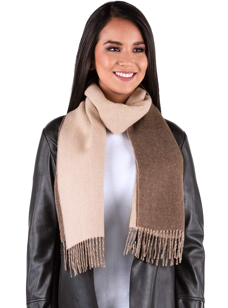 Premium 100% Pure Baby Alpaca Wool Scarf - Soft Double Sided Reversible Winter Wrap - Inca Fashions Luxury Accessory for Women & Men - Perfect for Cold Weather, Travel & Gift Giving