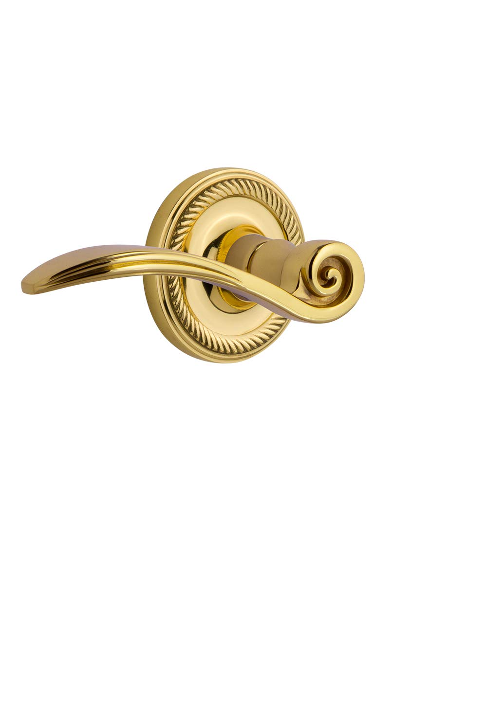 Nostalgic Warehouse Rope Rose Privacy Swan Lever in Polished Brass - Vintage Door Handle for Bedroom, Bathroom & Interior Doors - Classic Home Decor Accessory