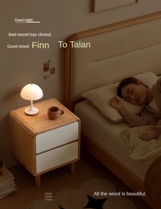 Solid Oak Wood Nightstand - Bedside Table with Drawer for Bedroom Furniture, Perfect for Storage and Decor
