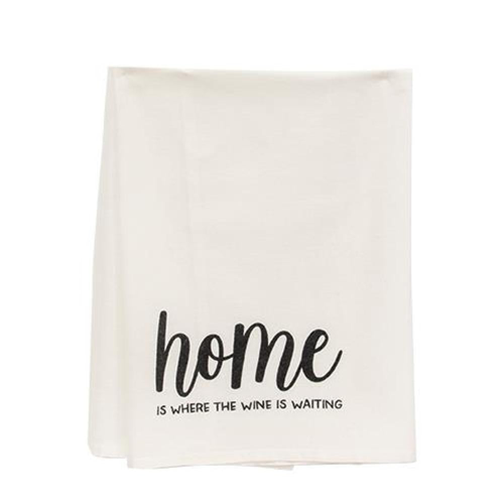 Premium Cotton Dish Towel - Home Is Where The Wine Is - Absorbent Kitchen Towel for Wine Lovers, Perfect for Entertaining, Hosting & Wine Tasting Parties