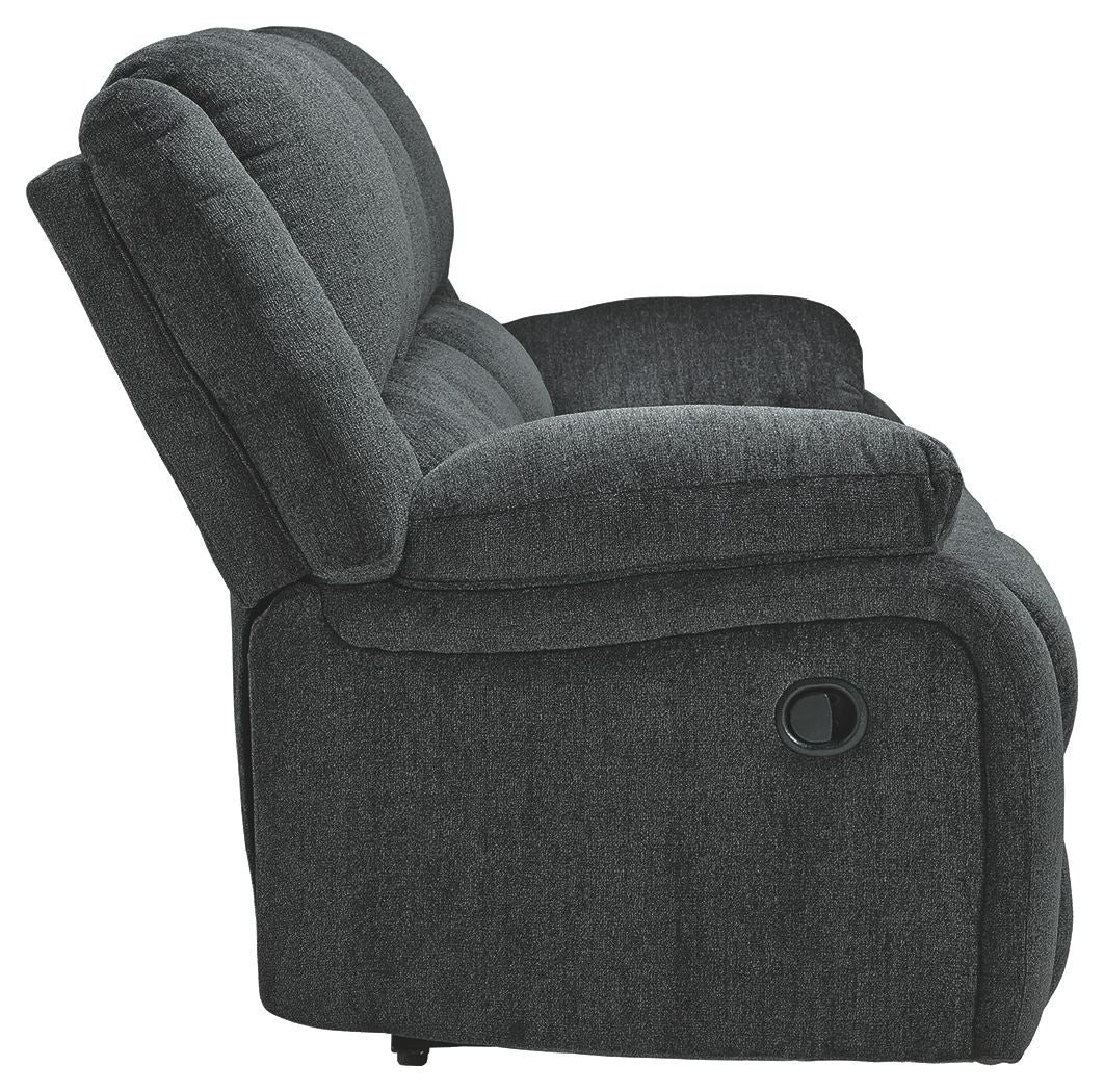 Draycoll Slate Reclining Fabric Sofa - Modern Comfortable Couch for Living Room, Lounge & Home Theater