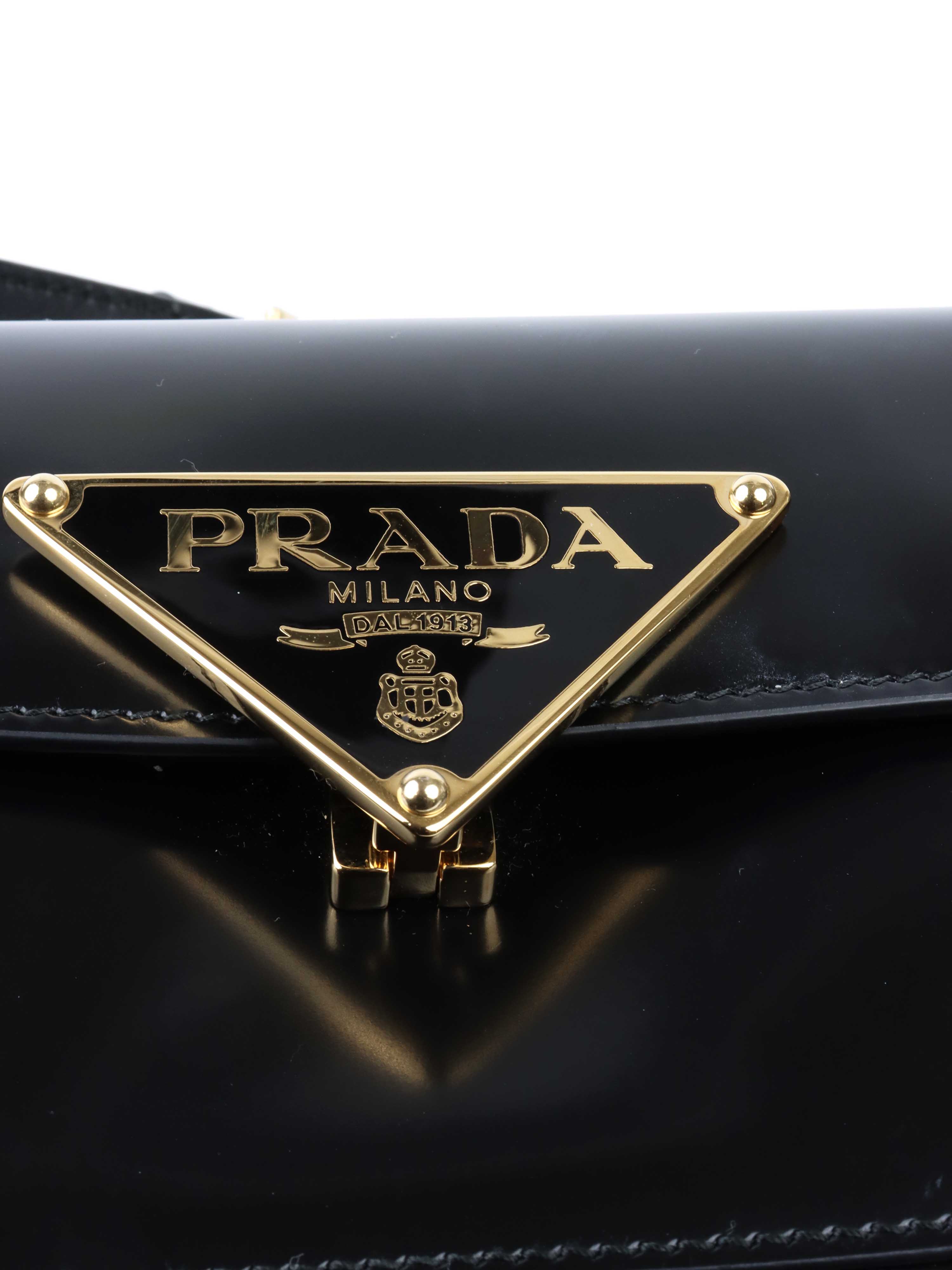 Prada Black Leather Shoulder Bag for Women - Luxury Designer Handbag Purse for Work, Travel & Everyday Use