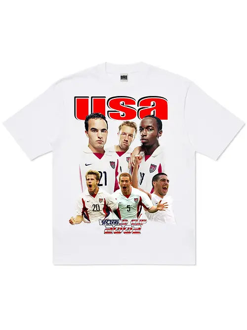 Vintage Retro Football Gang x VSS USA 2002 World Cup Soccer T-Shirt - Men's Classic Football Jersey for Fans, Collectors & Retro Sports Enthusiasts - Perfect for Game Day, Parties & Nostalgic Fashion