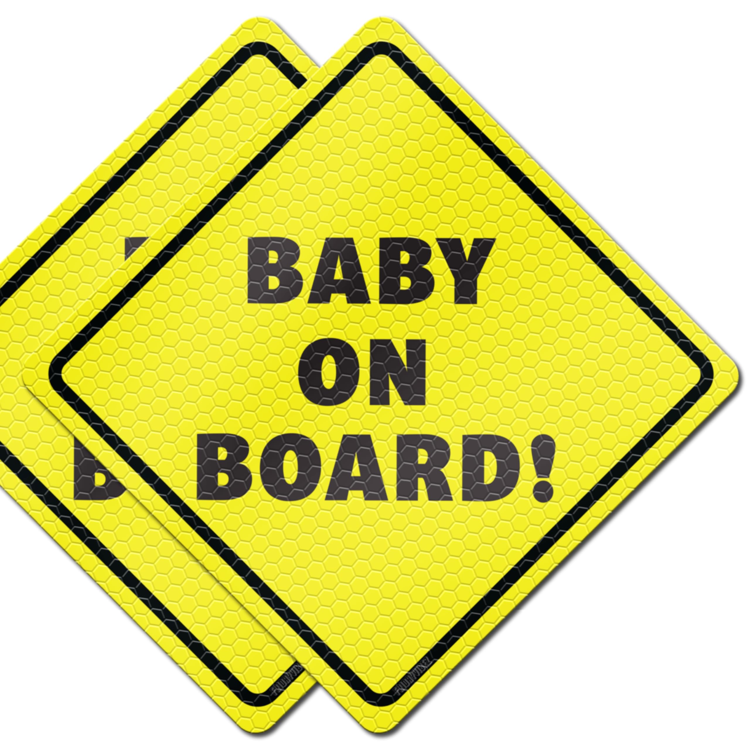 Baby On Board Car Sign - 2 Pack Reflective Magnetic Bumper Sticker (5.5