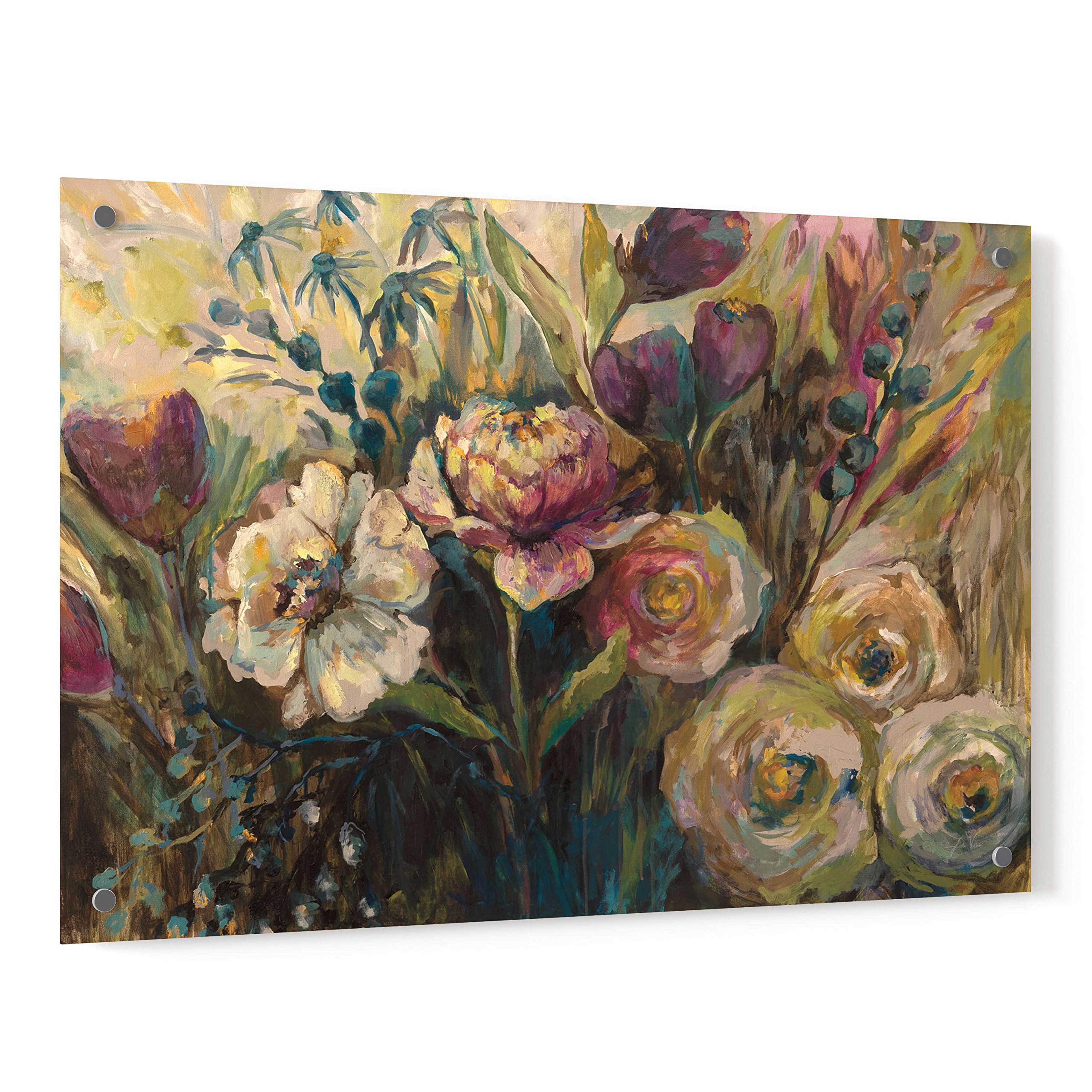 Epic Art 'Summer Garden' by Jeanette Vertentes - Vibrant Acrylic Glass Wall Art Painting 36x24 Inches - Perfect for Living Room, Bedroom & Office Decor