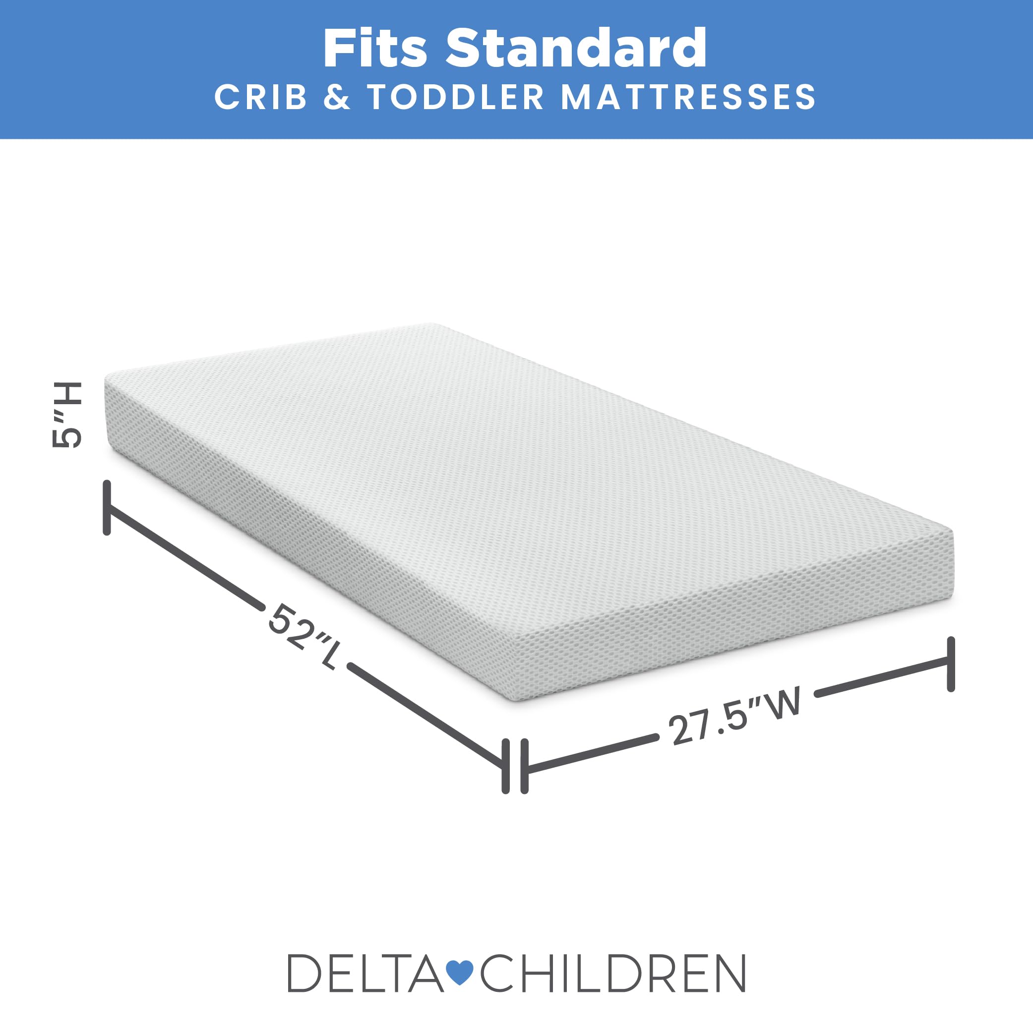 Delta Children Breathable Crib Mattress Pad Cover - 100% Cotton Waterproof Crib Mattress Protector with Elastic Edges - Universal Fit for Standard Cribs - Machine Washable & Hypoallergenic - 1 Pack White - Perfect for Baby Nursery, Daycare & Travel Cribs