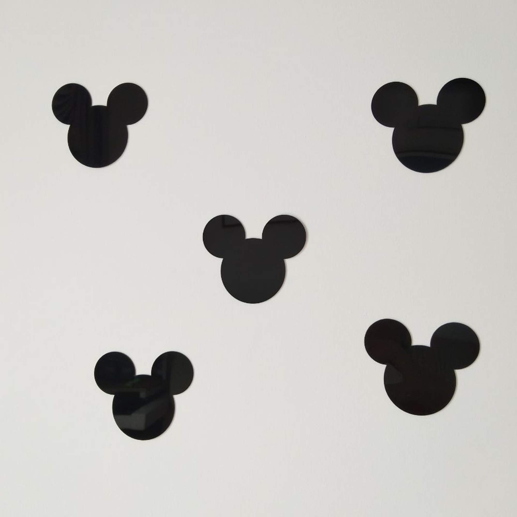 20PCS Cartoon Mickey Mouse Head Wall Stickers - Cute Nursery Decor for Baby & Kids Room - Easy Removable Black Acrylic & Mirror Wall Decals - Perfect for Playrooms, Bedrooms & Daycare Centers