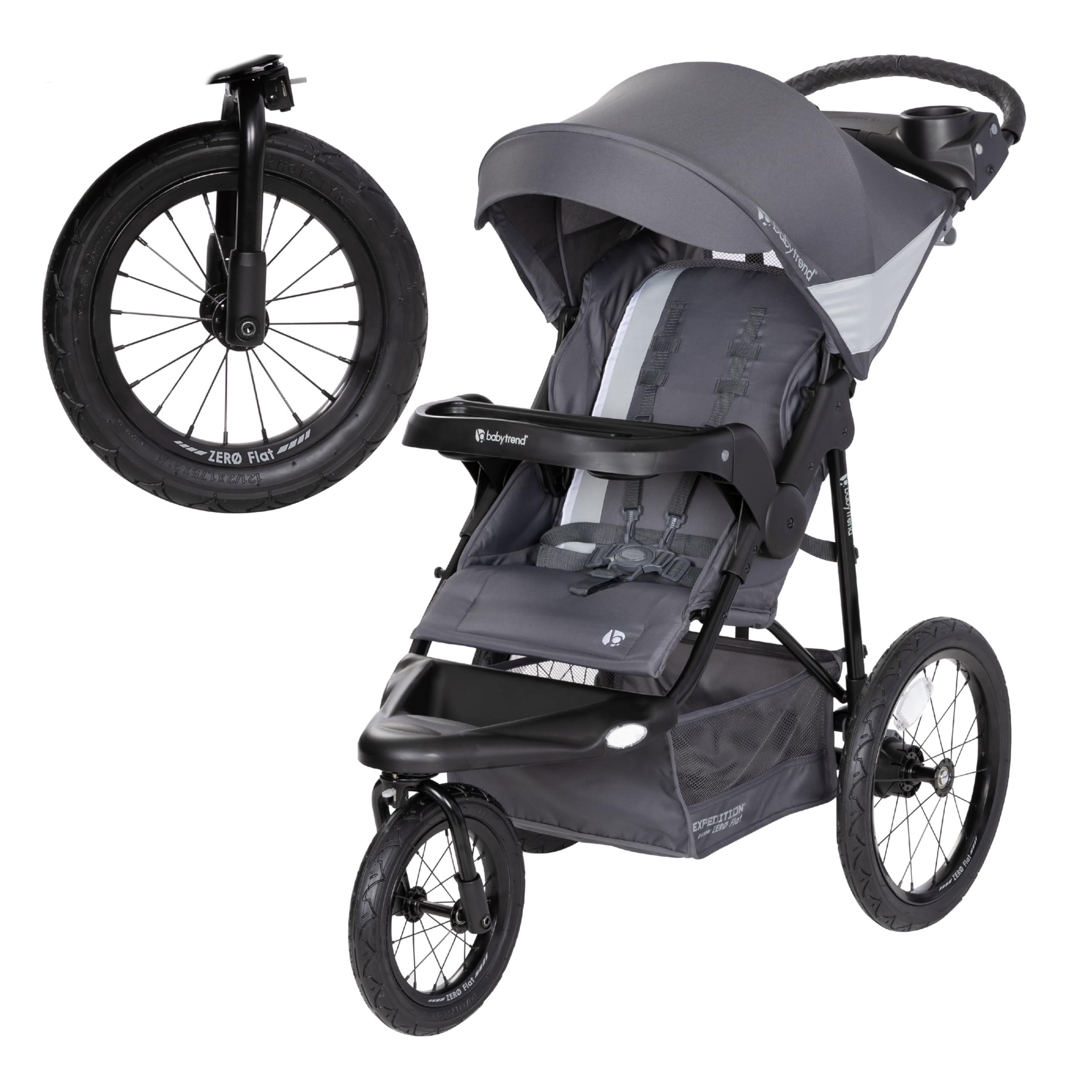 Baby Trend Expedition® Zero Flat Jogger Stroller with LED Lights - Dash Grey | Lightweight Travel Stroller for Infants & Toddlers | Perfect for Jogging, Shopping & Outdoor Adventures
