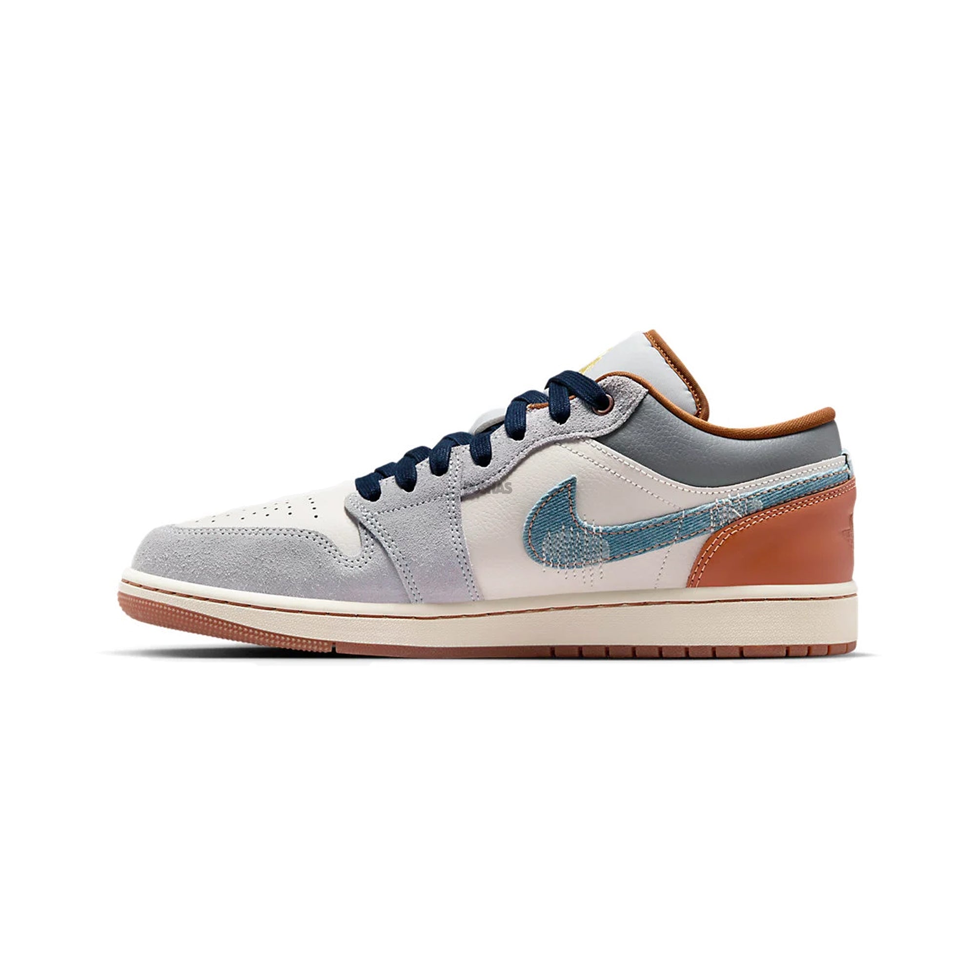 Air Jordan 1 Low SE 'Phantom Repaired Denim Swoosh' Sneakers (2024) - Men's Basketball Shoes for Casual Wear & Street Style Fashion