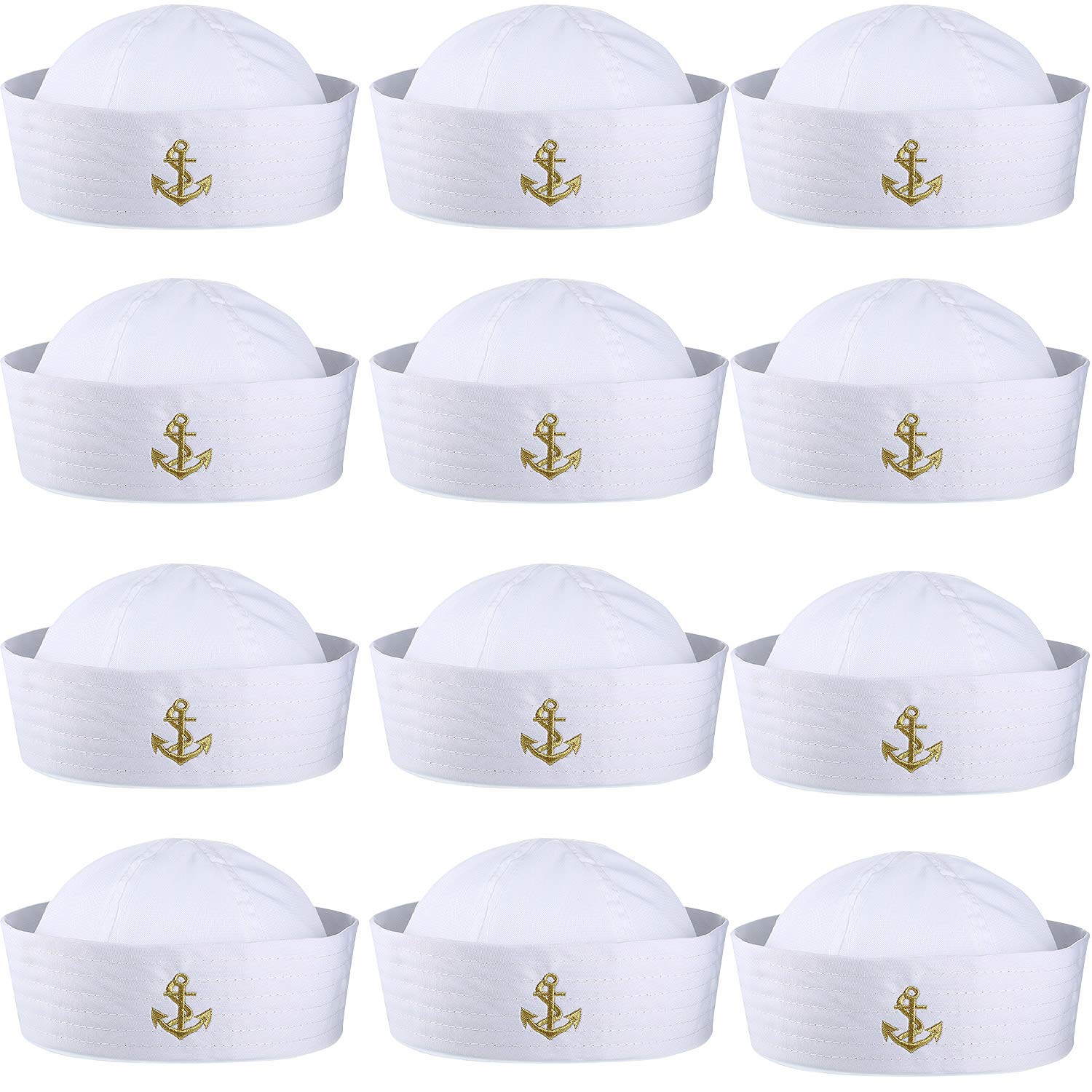 Boao White Sailor Hat - Classic Nautical Captain Cap for Women & Men - Perfect for Halloween Costumes, Yacht Parties, and Summer Fashion Accessories