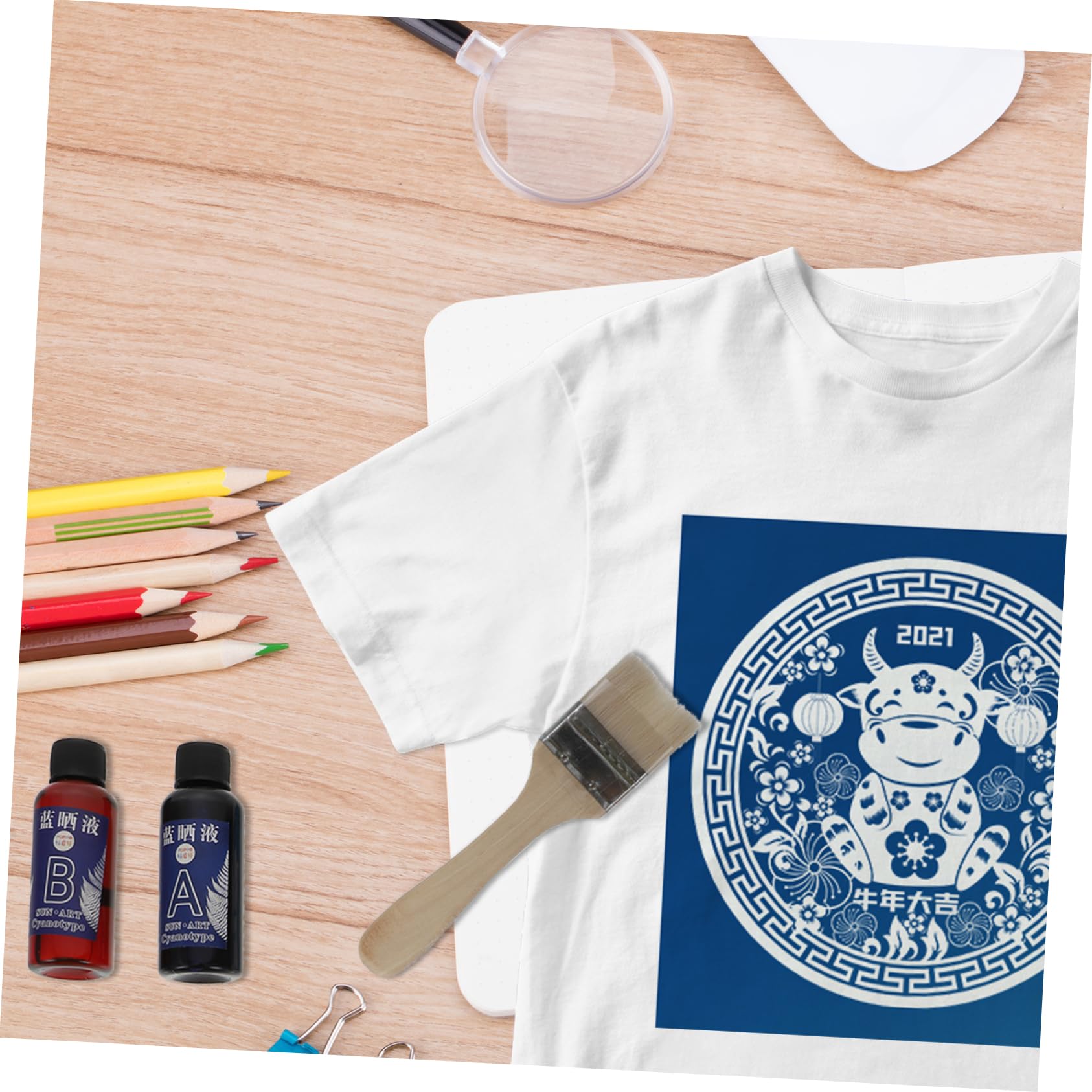 Phenofice 2 Sets Cyanotype Kit - DIY Sun Printing Supplies with Cyanotype Liquid Pigment & Tools for Traditional Blueprint Art, Photography Projects & Home Crafting