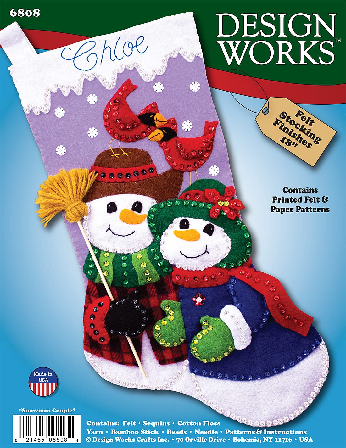 DIY Felt Stocking Kit for Christmas - Snow Couple Holiday Craft Set for Handmade Decorations, Perfect for Xmas Tree Ornaments, Gift Making & Festive Home Decor