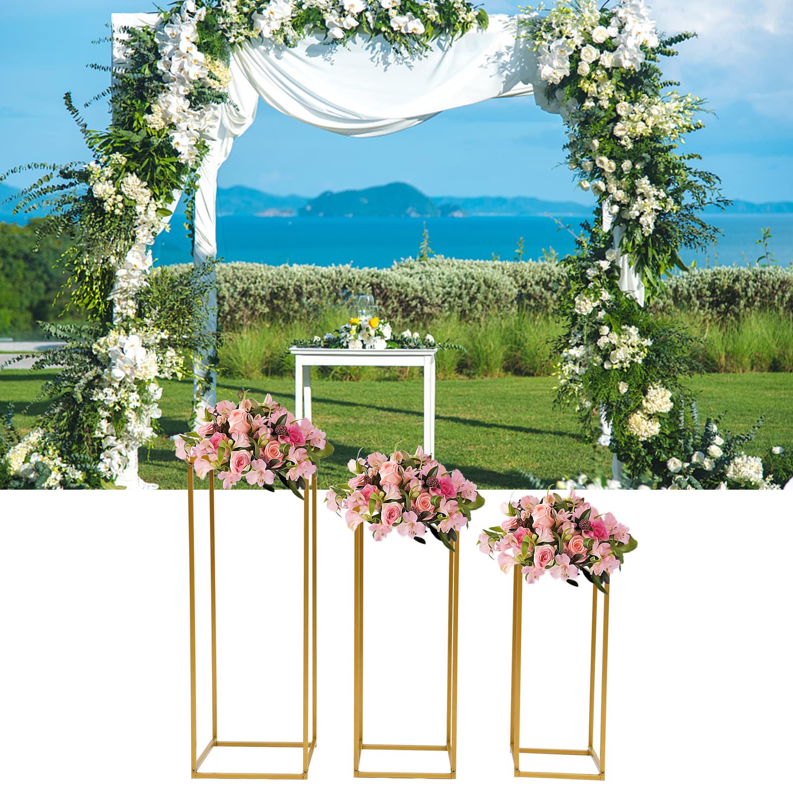 Eapmic Geometric Metal Flower Stand Floor Vase - Wedding Centerpiece for Tabletop Arrangements, Reception & Event Decor - Perfect for Weddings, Parties, Home & Office Decorations