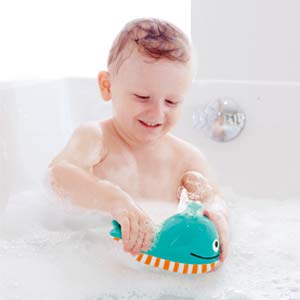 Hape Bubble Blowing Whale Bath Toy - Blue Baby Squirt Toy for Toddlers | Fun Water Play for Bathtime, Pool & Outdoor Activities